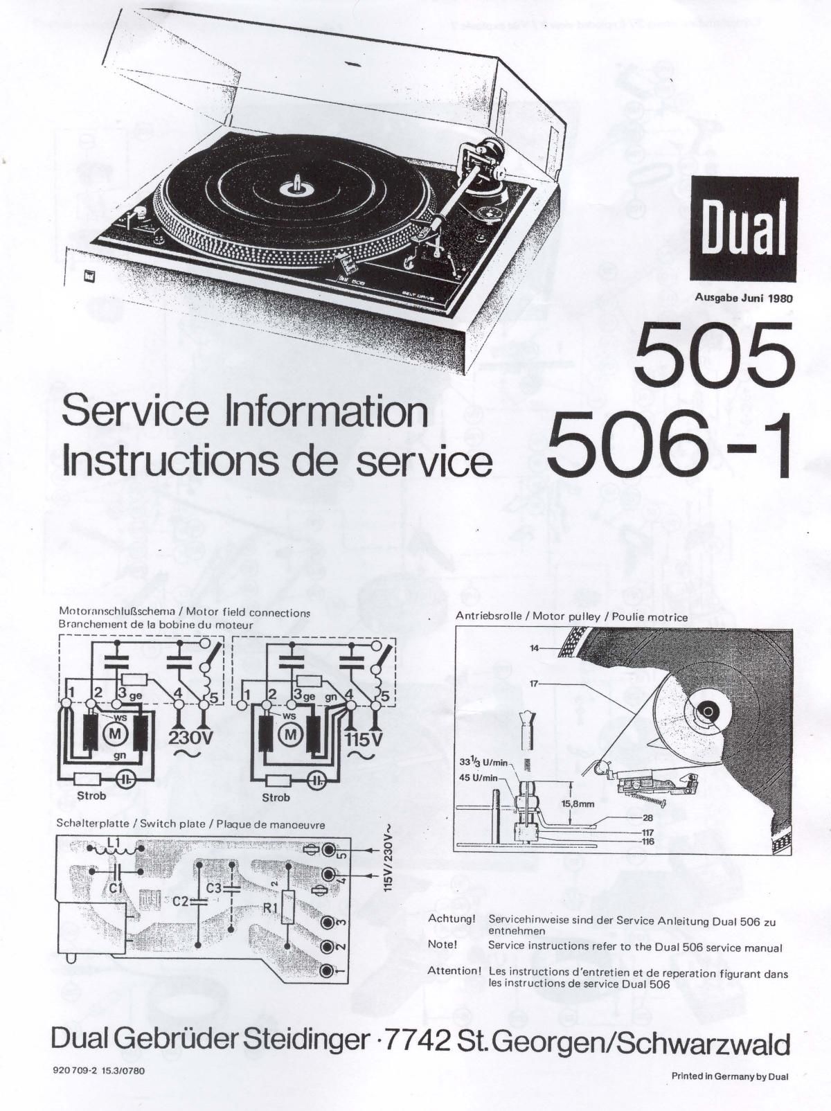 Dual 505 Service Manual