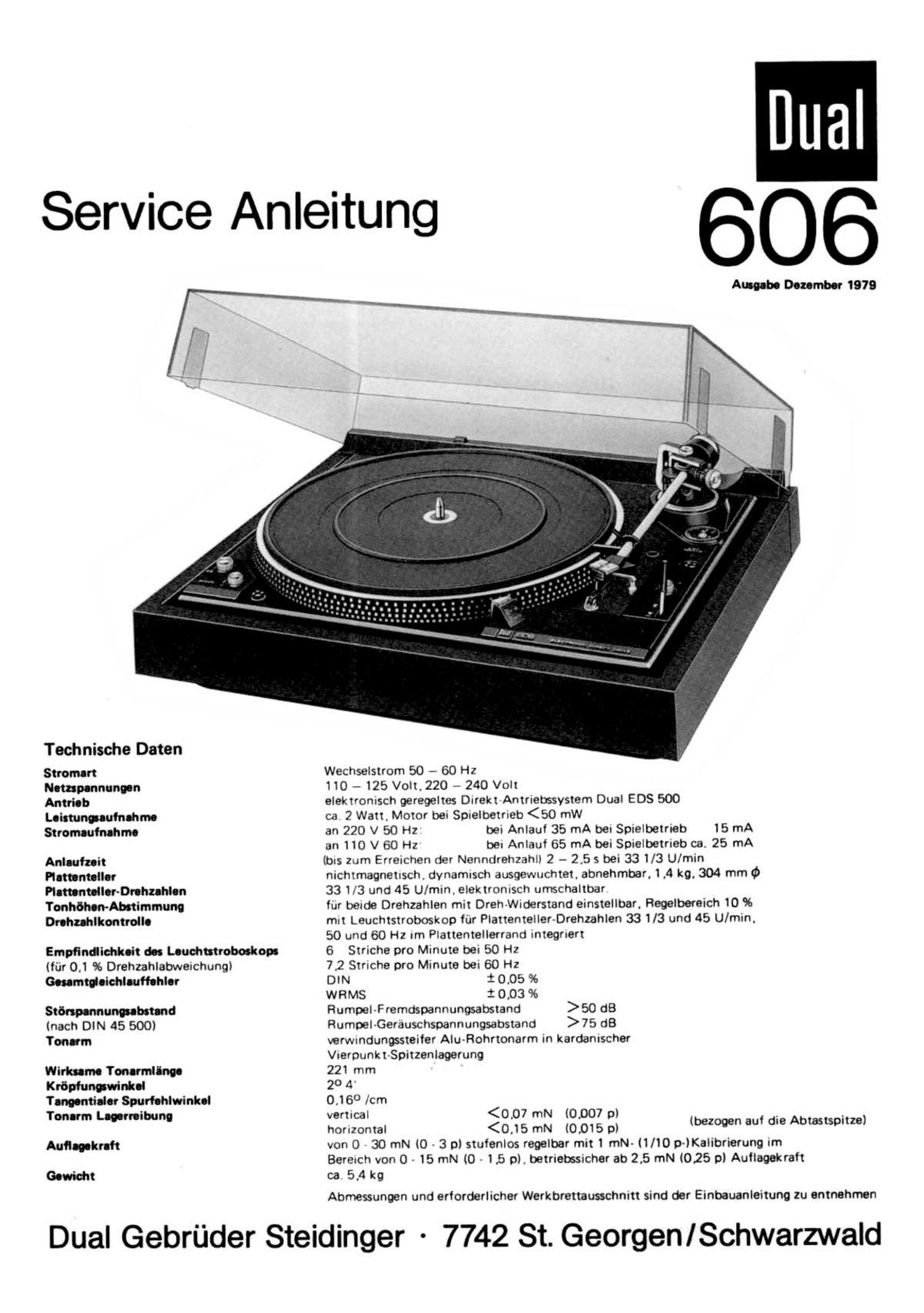 Dual 606 Service Manual