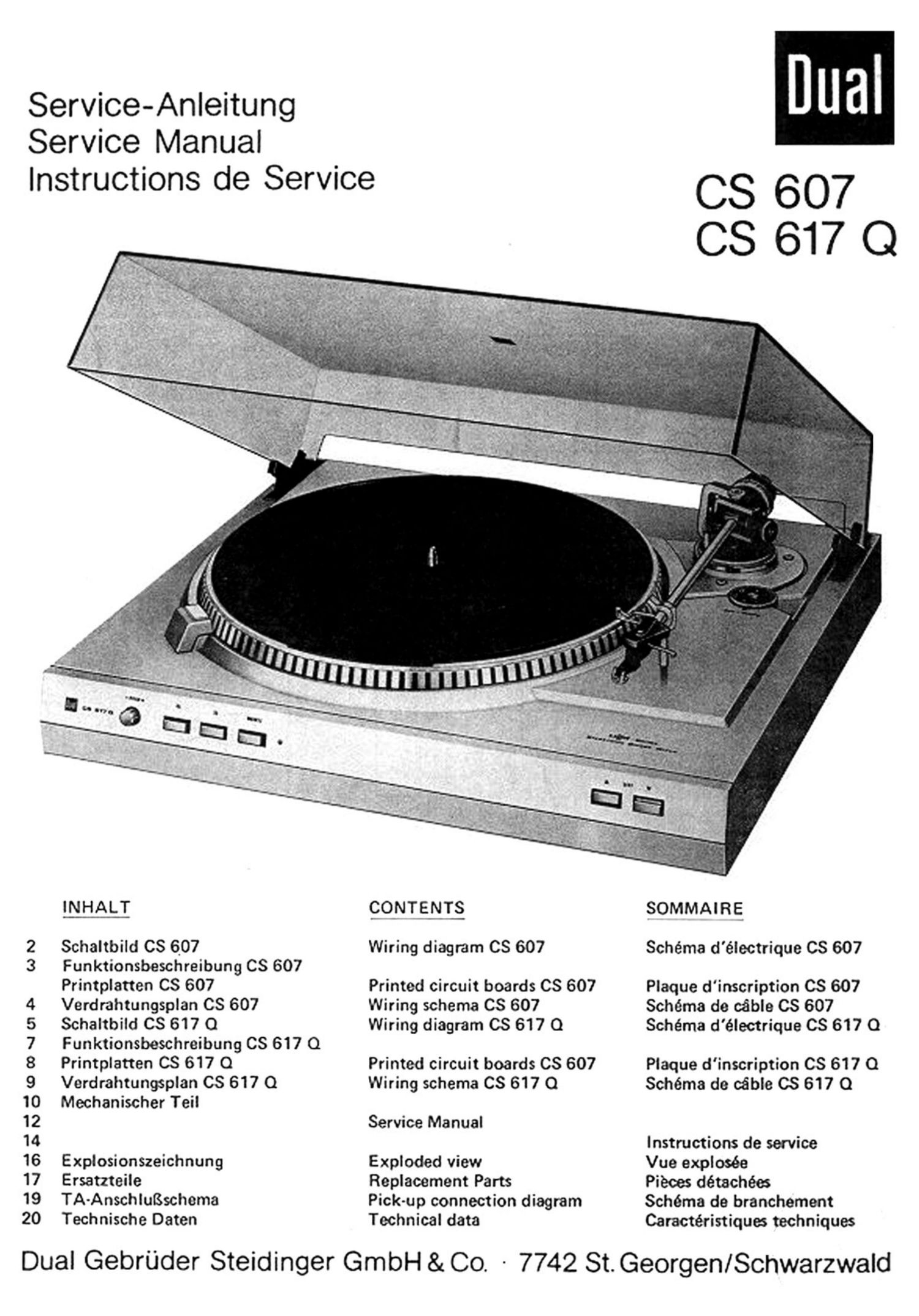 Dual 607 617 Q Service Manual