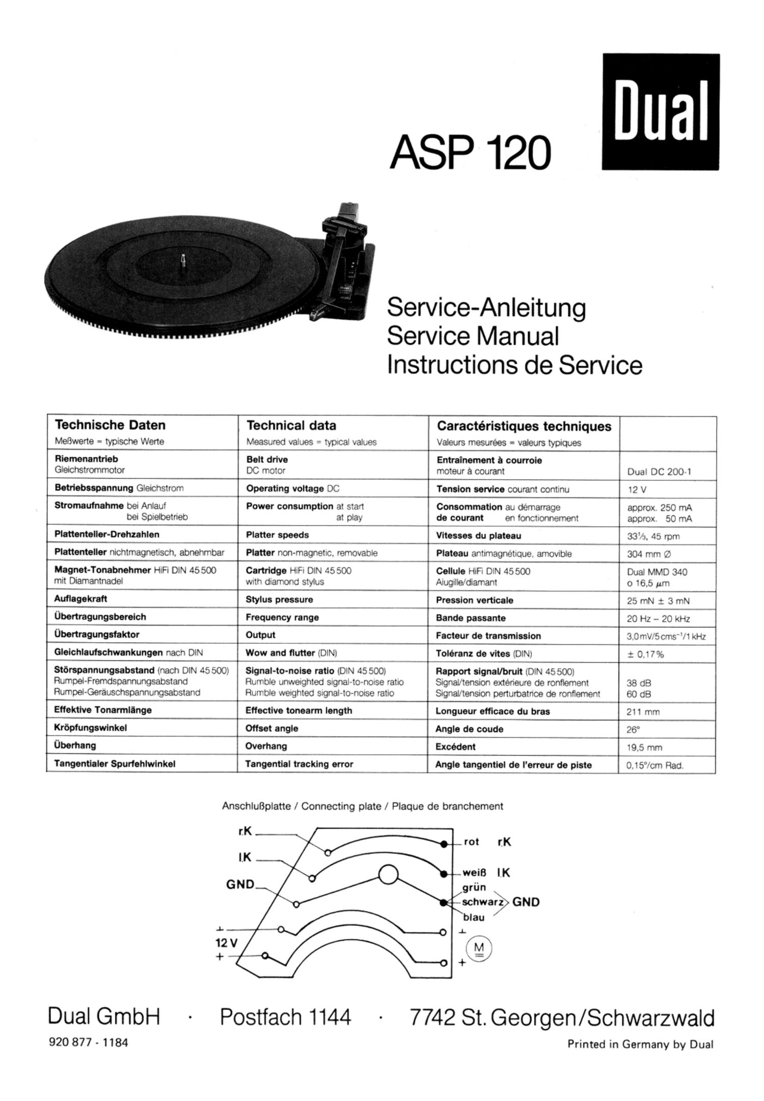 Dual ASP 120 Service Manual