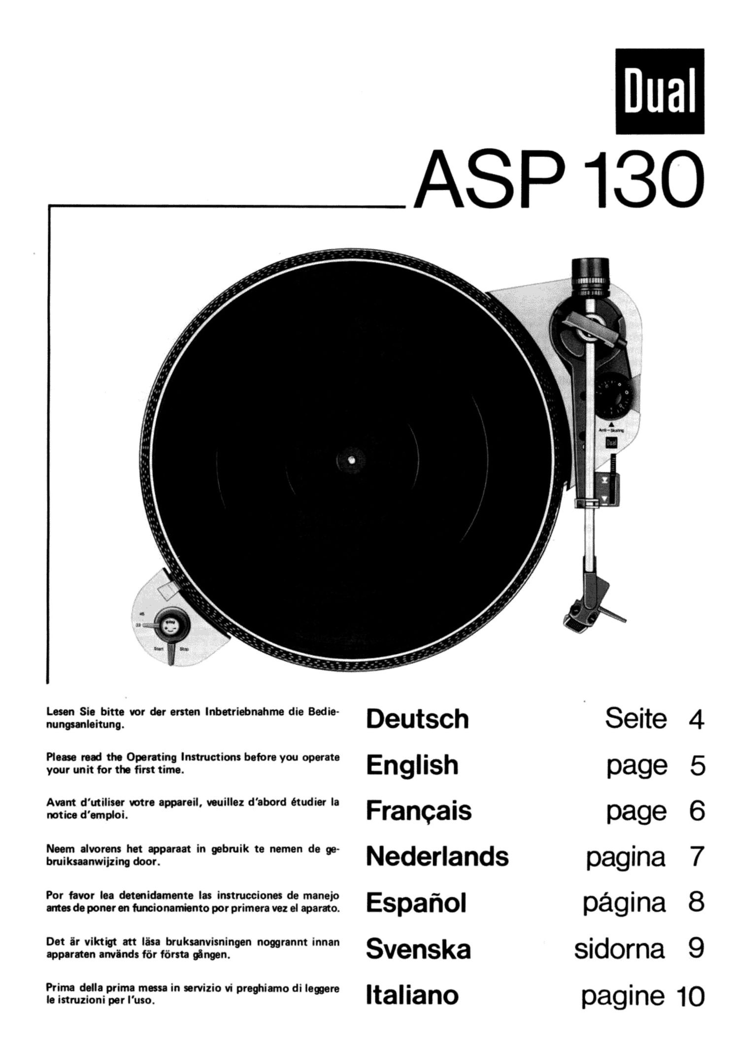 Dual ASP 130 Owners Manual