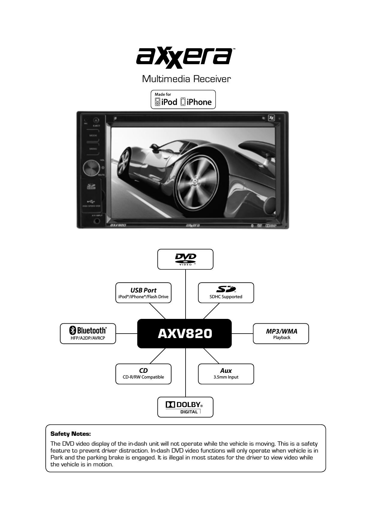 Dual Axxera AXV 820 Owners Manual