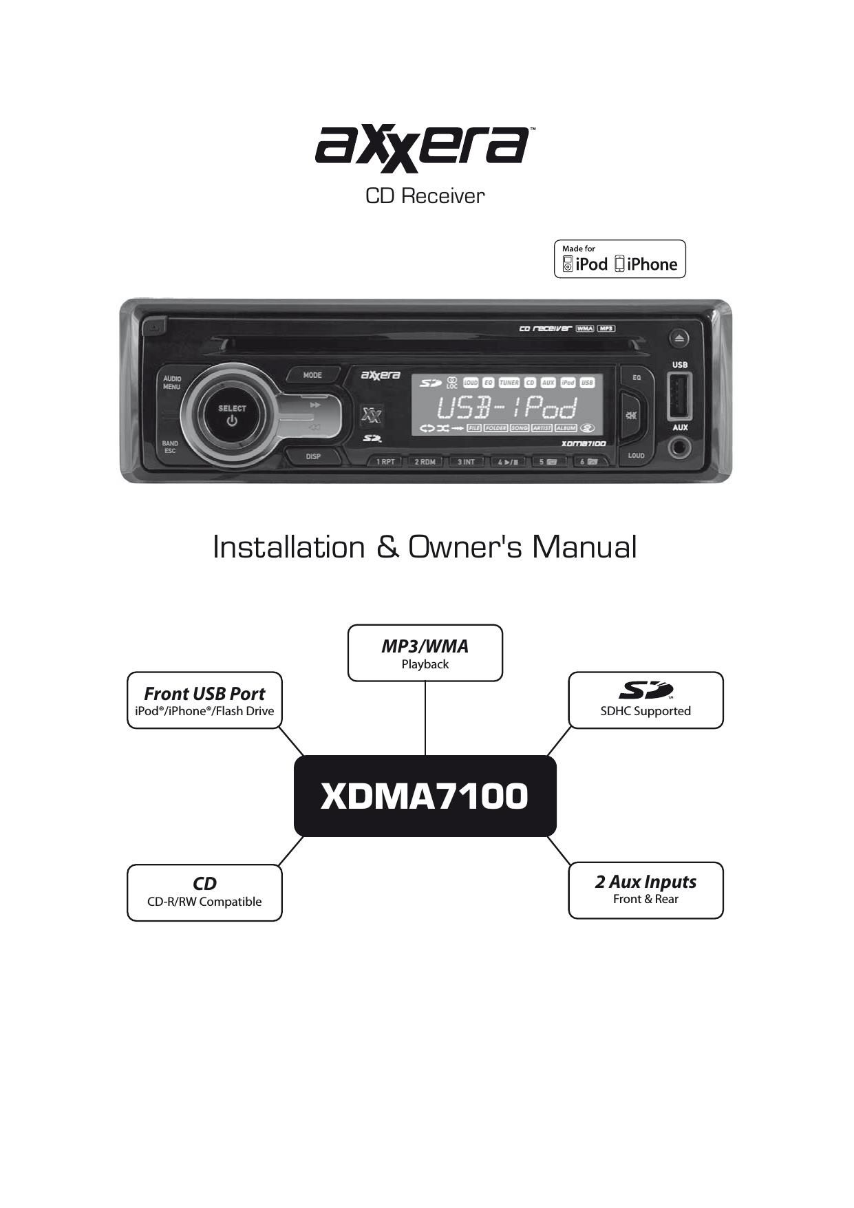 Dual Axxera XDMA 7100 Owners Manual