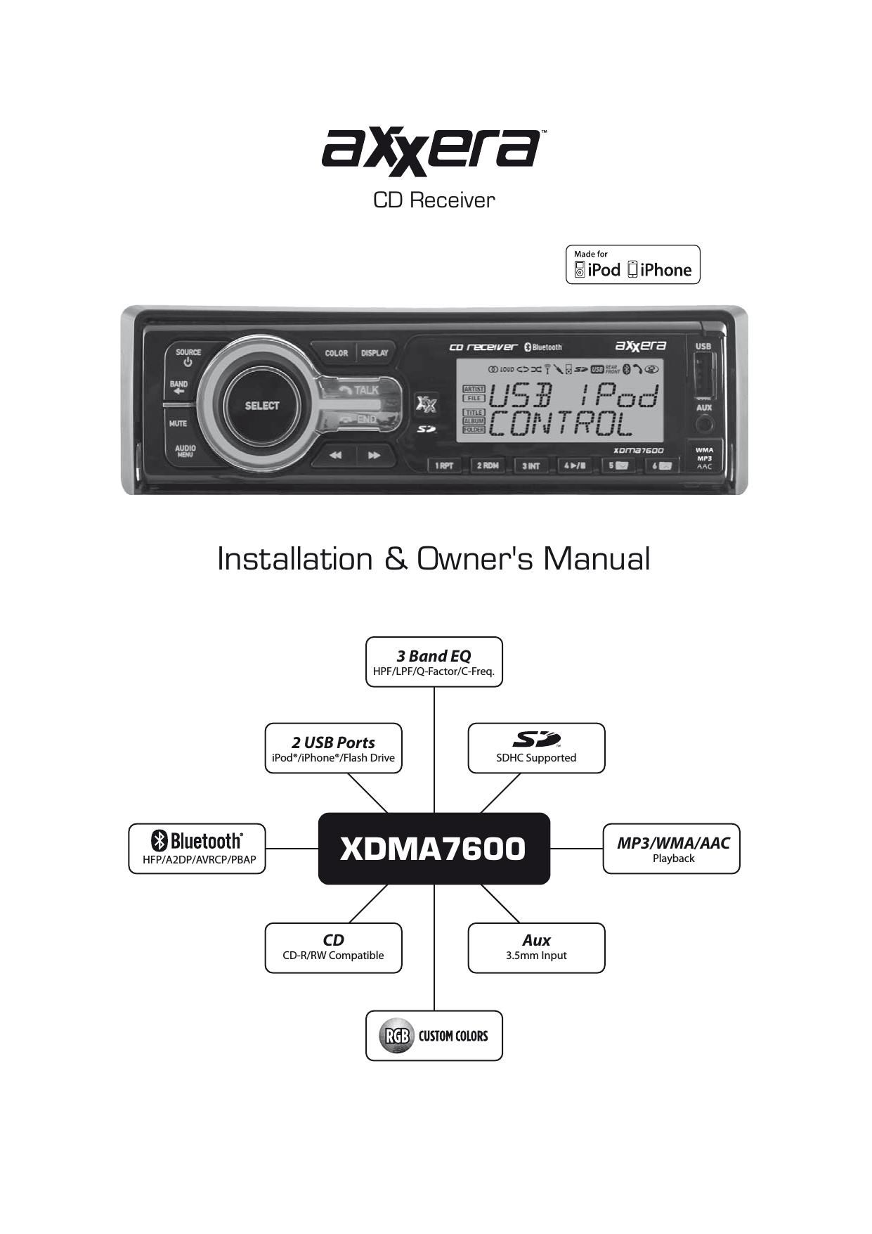Dual Axxera XDMA 7600 Owners Manual