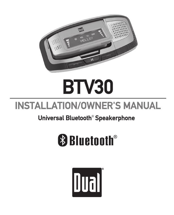 Dual BTV 30 Owners Manual