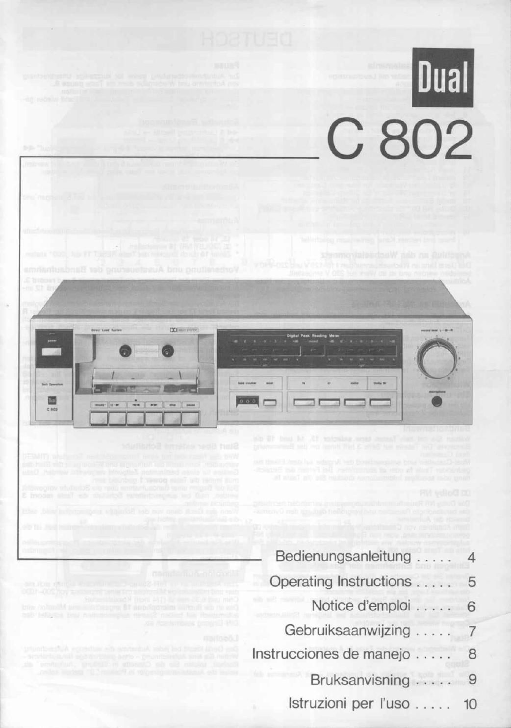 Dual C 802 Owners Manual