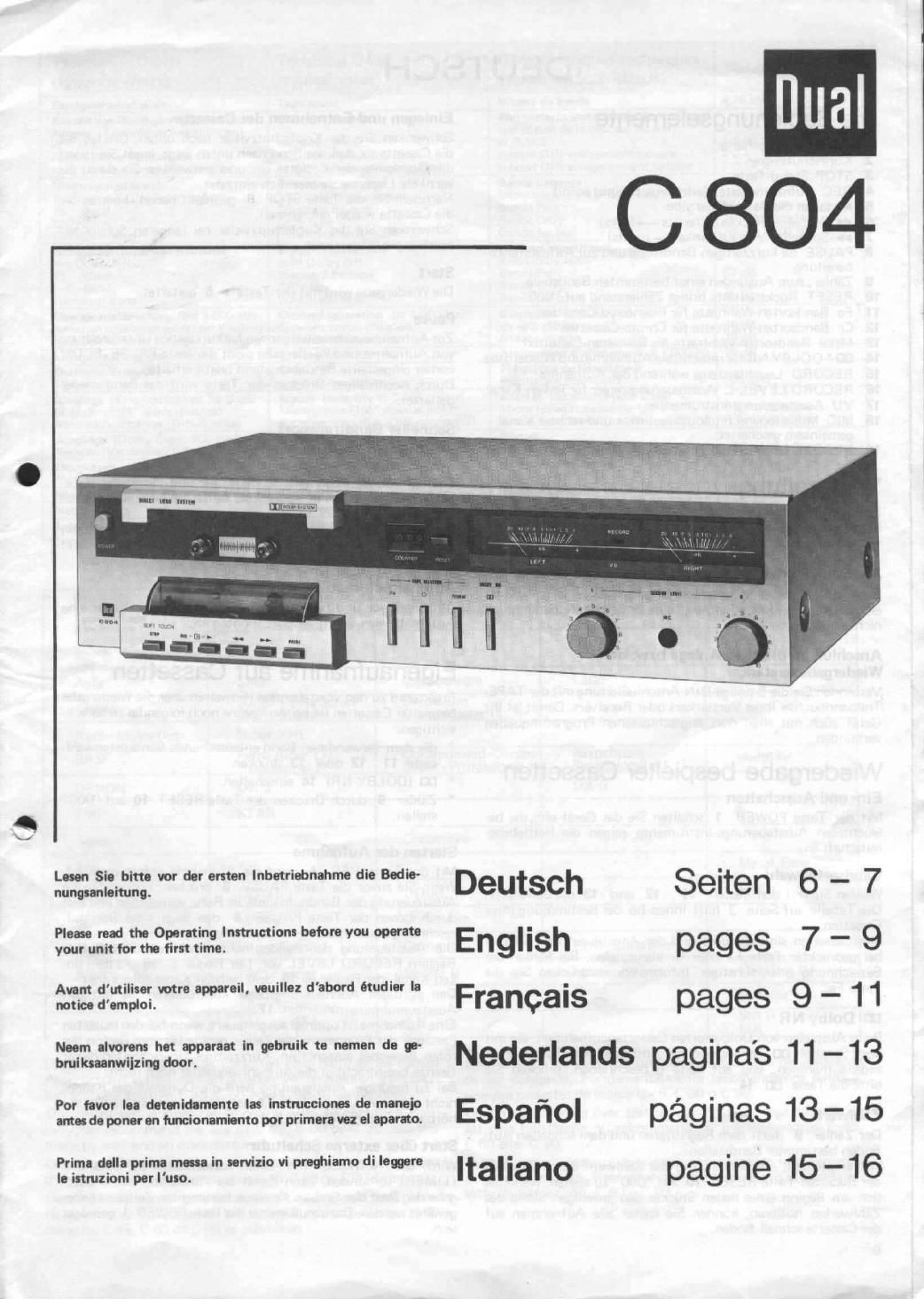 Dual C 804 Owners Manual