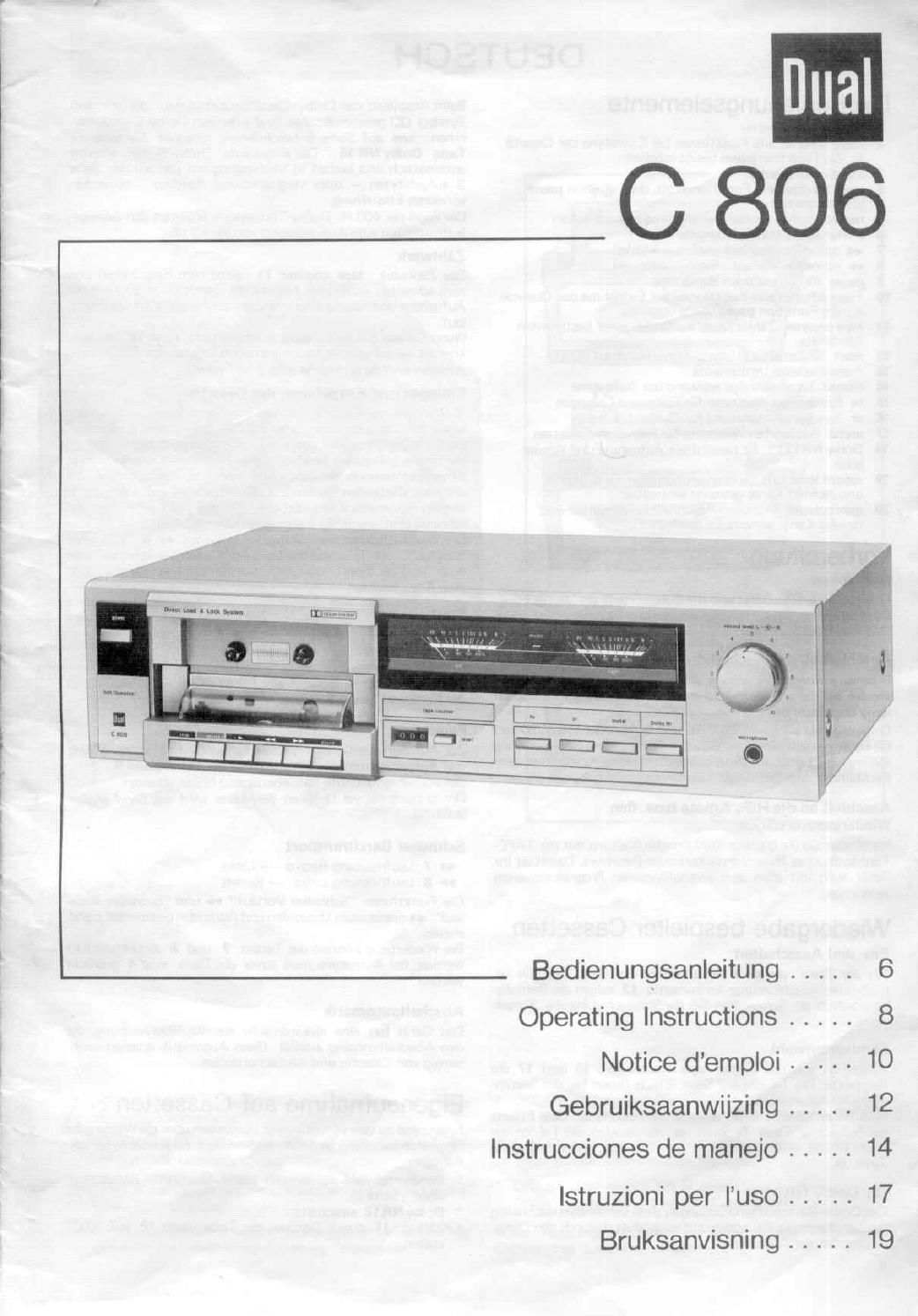 Dual C 806 Owners Manual