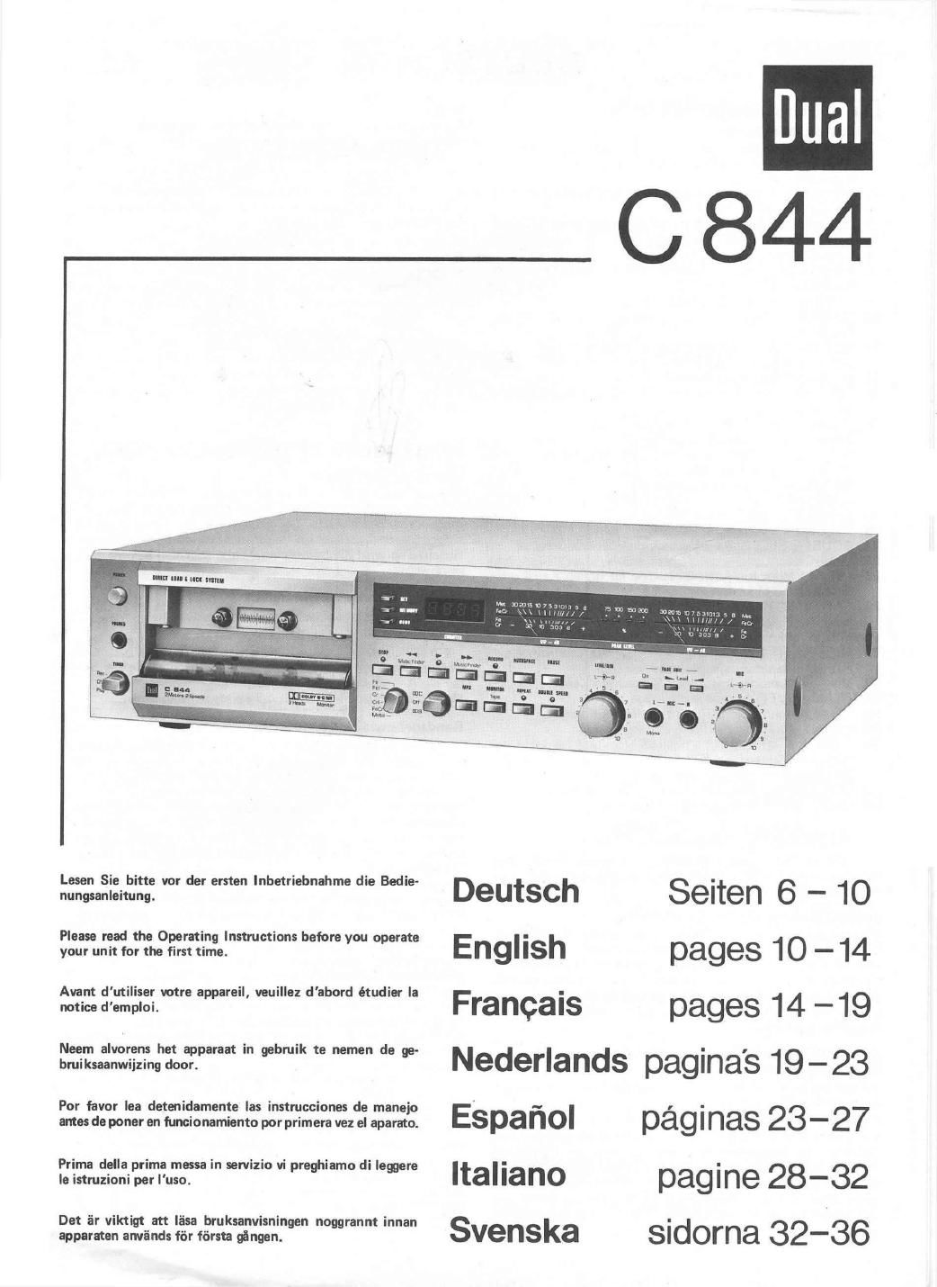 Dual C 844 Owners Manual