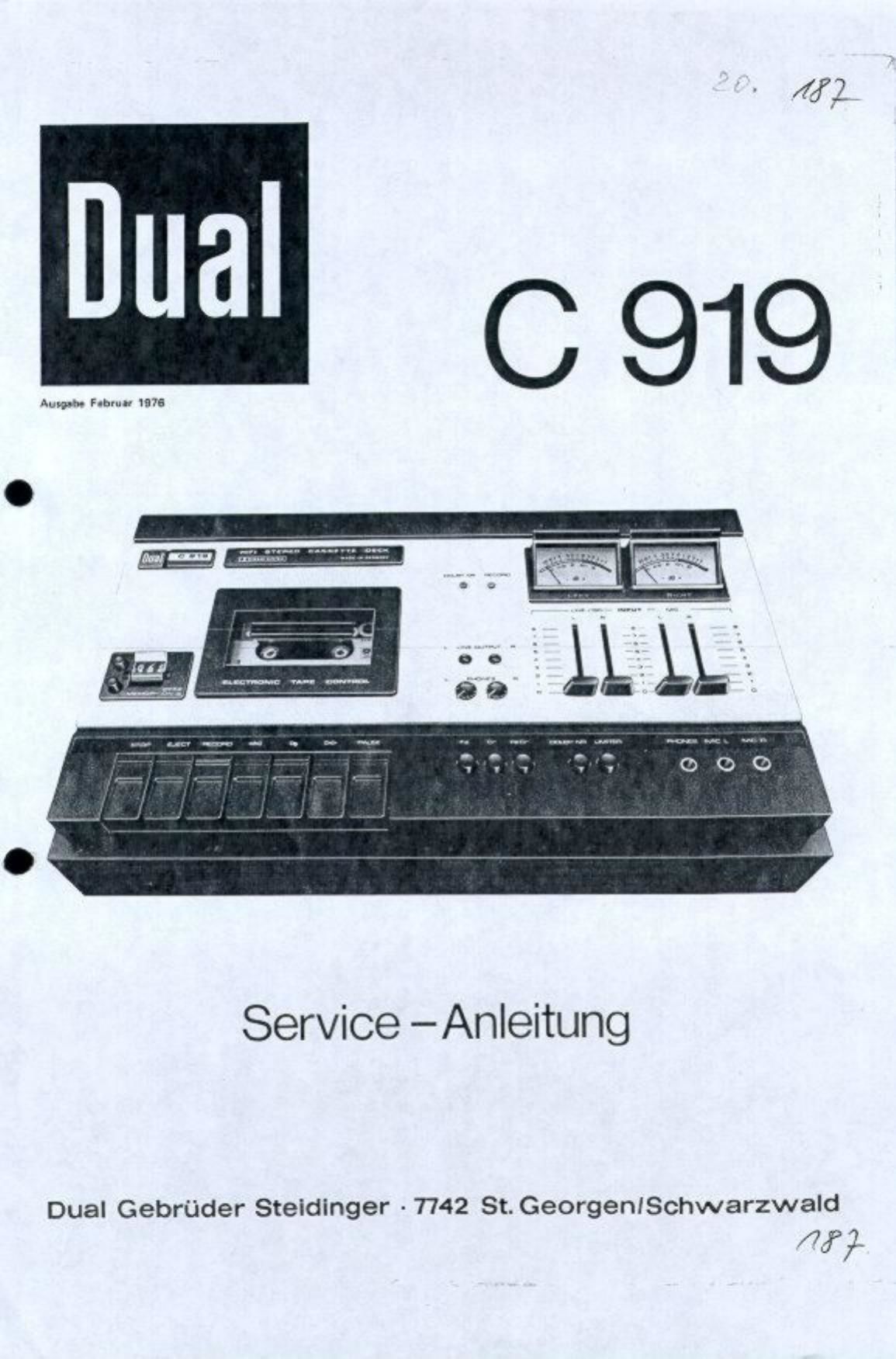 Service Manual-Anleitung für Dual C 901 