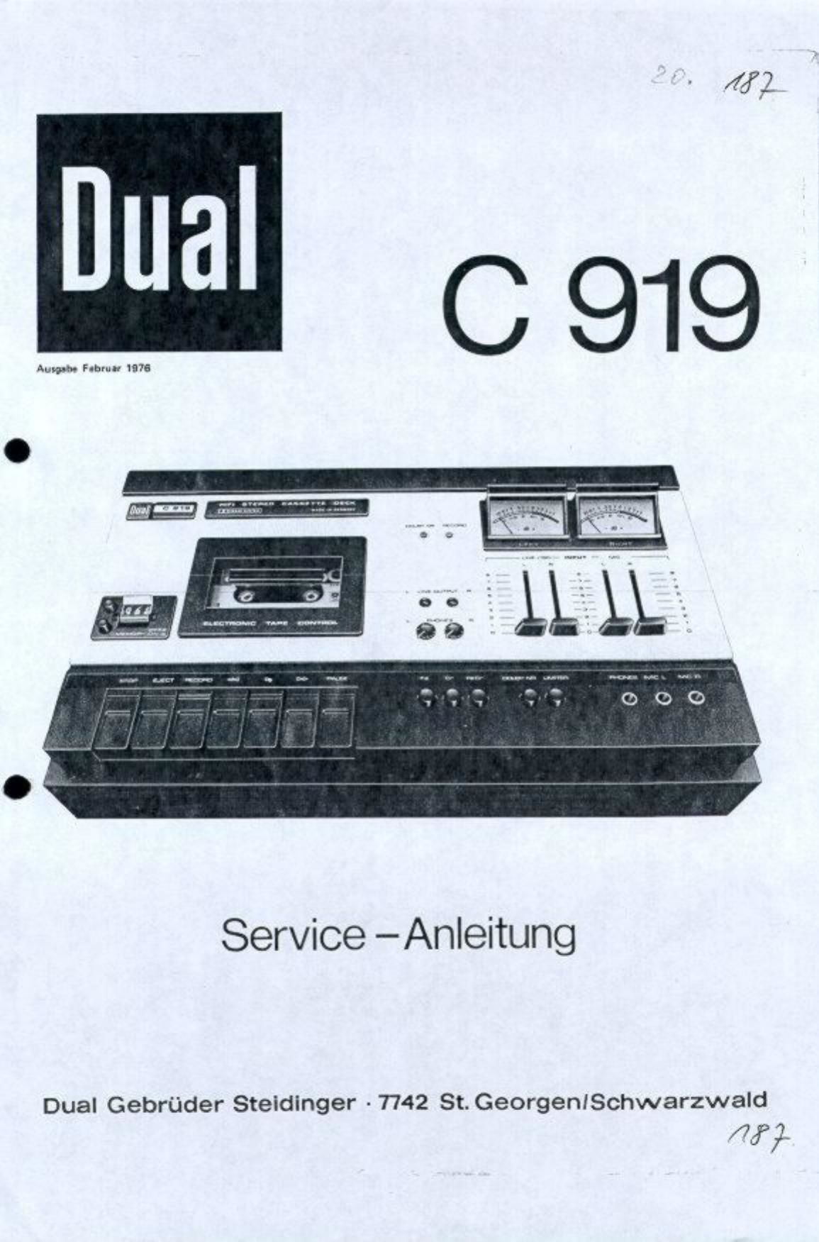 Dual C 919 Service Manual