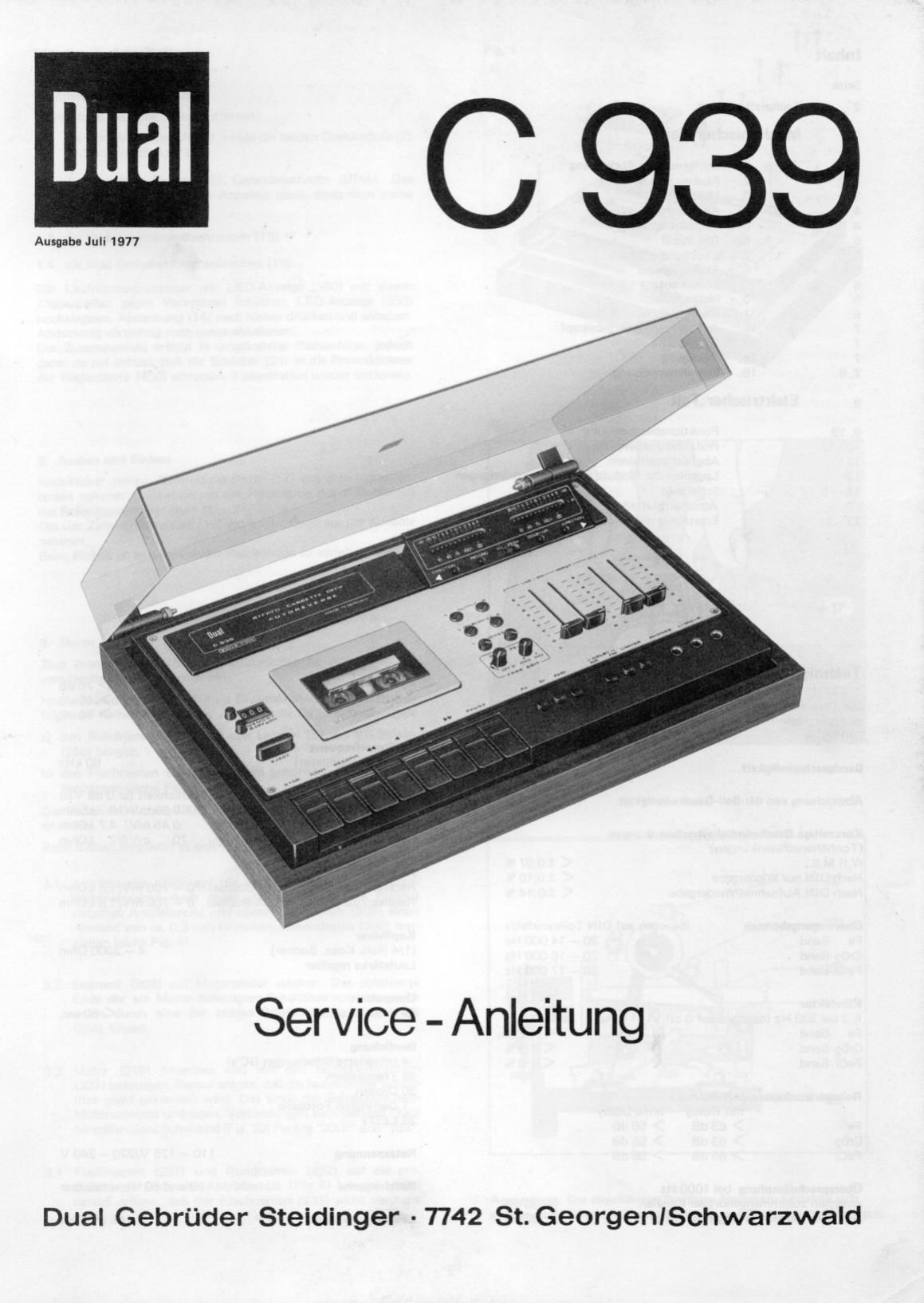 Dual C 939 Service Manual