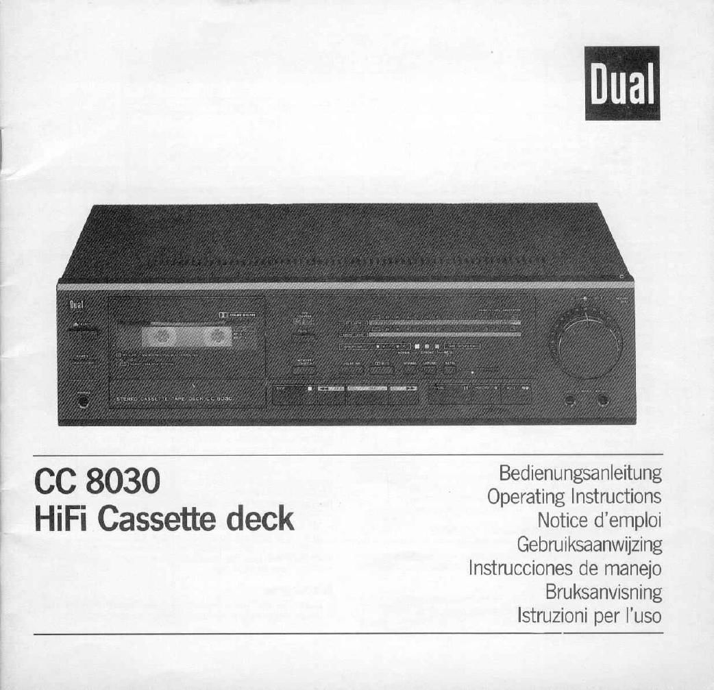 Dual CC 8030 Owners Manual