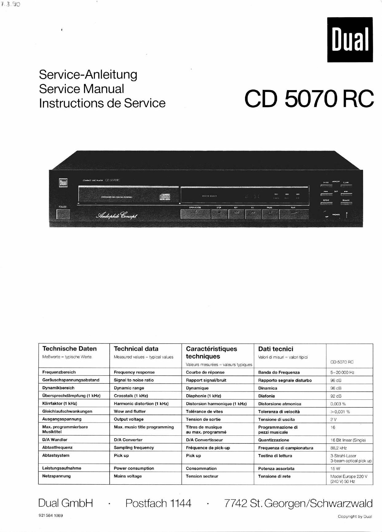 Dual CD 5070 RC Service Manual