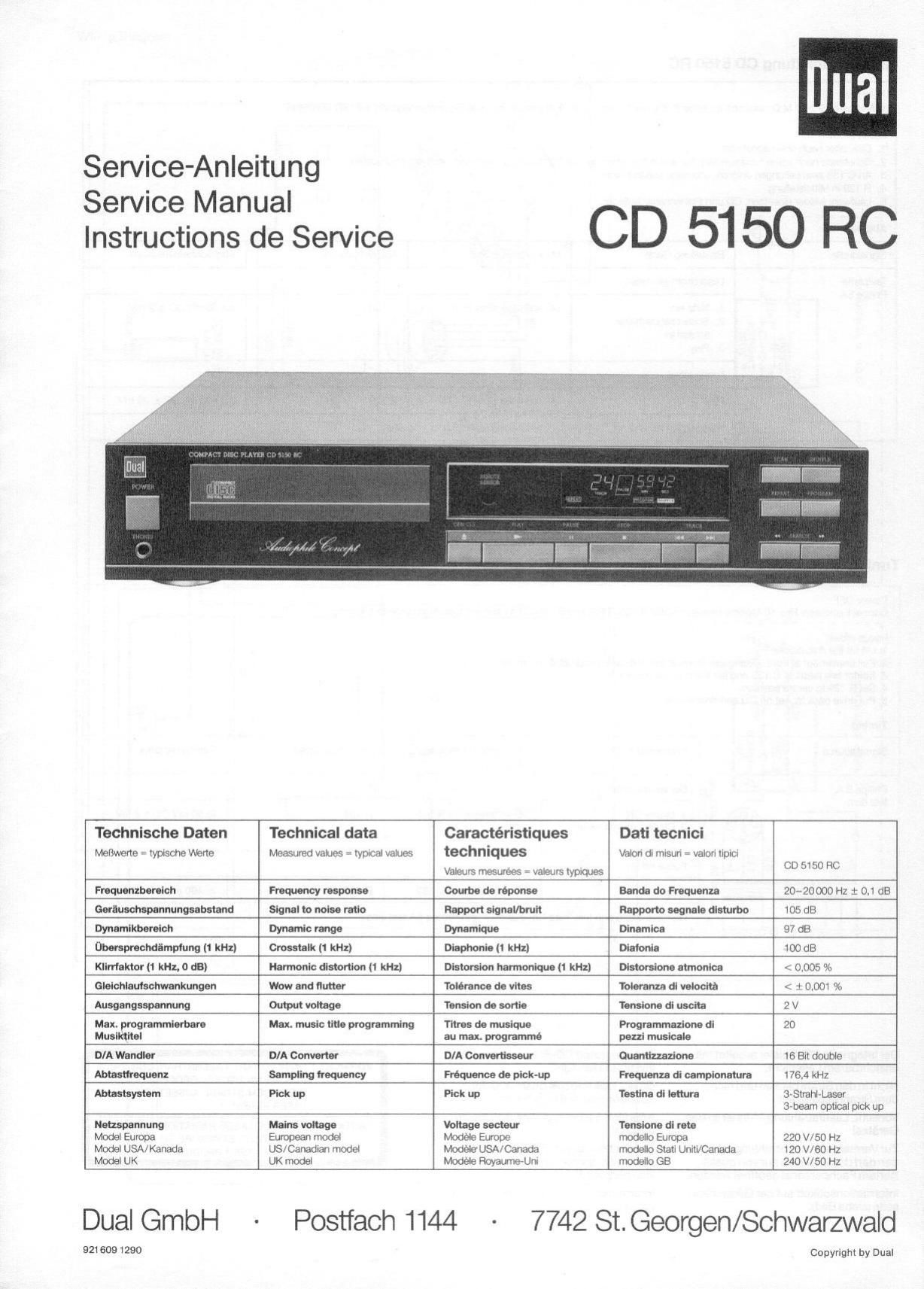 Dual CD 5150 RC Service Manual