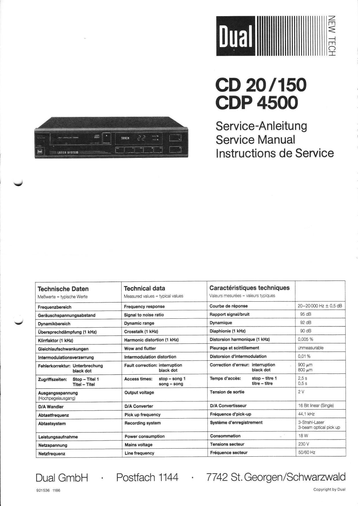 Dual CDP 4500 Service Manual