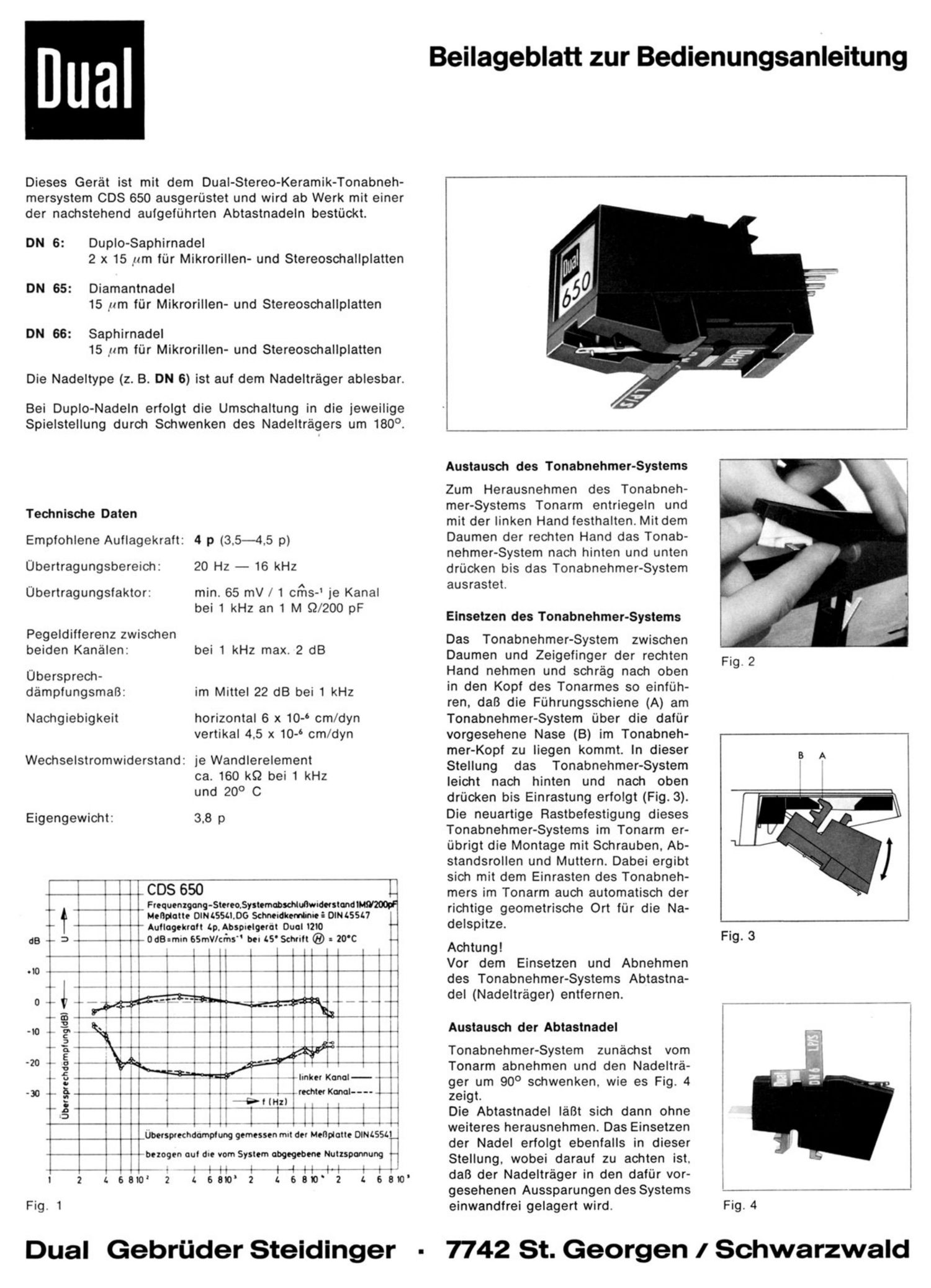 Dual CDS 650 Owners Manual