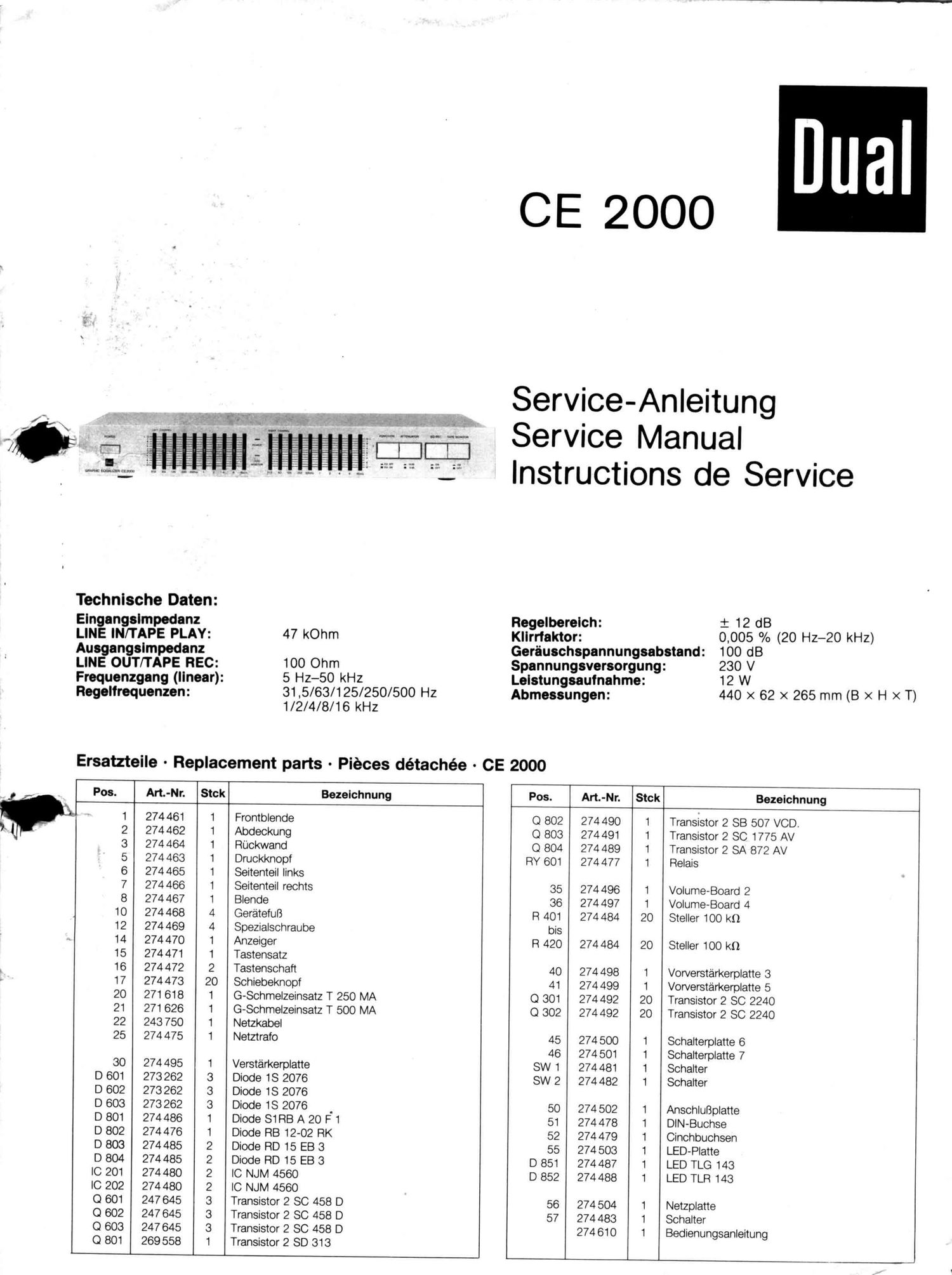 Dual CE 2000 Service Manual