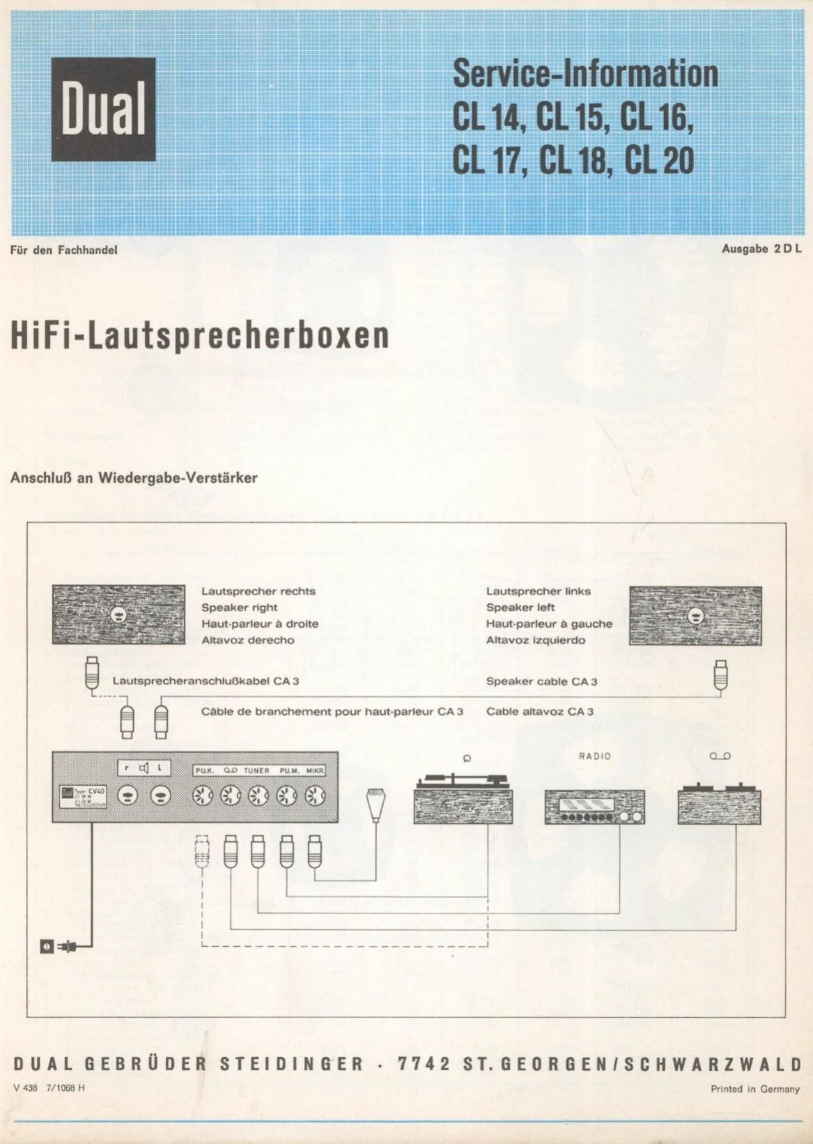 Dual CL 14 CL 15 CL 16 CL 17 CL 18 CL 20 Service Manual