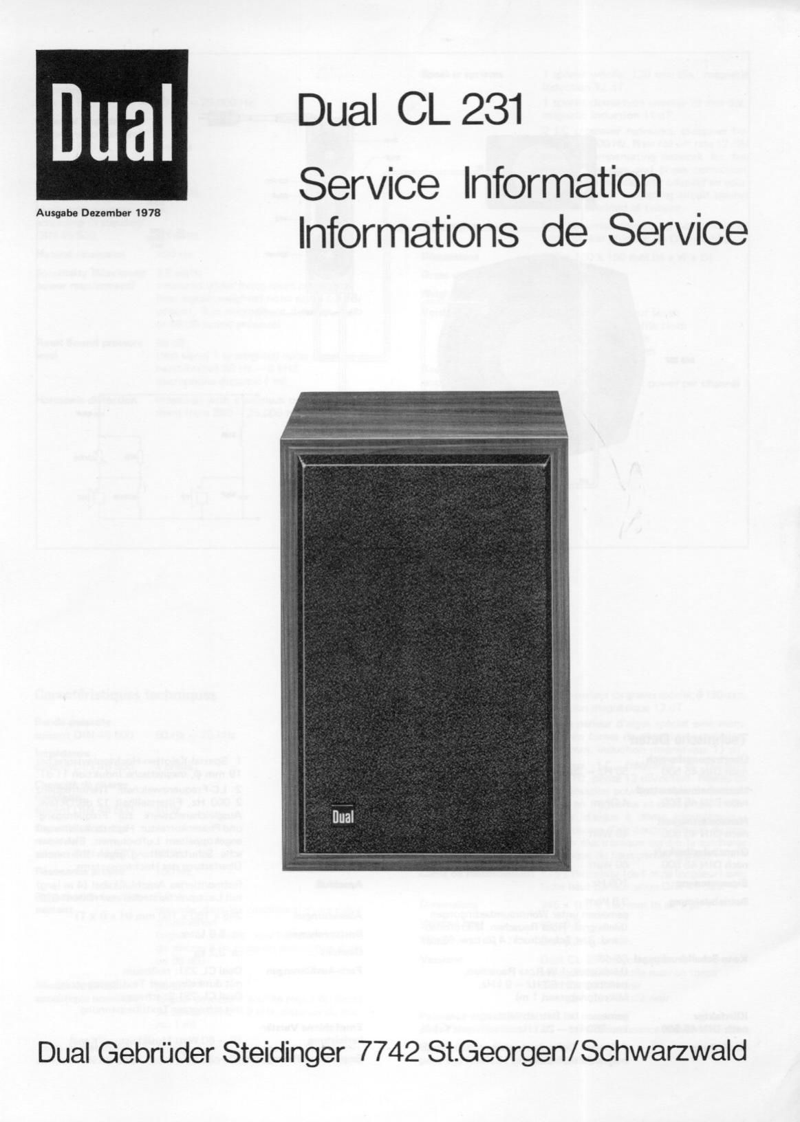 Dual CL 231 Service Manual