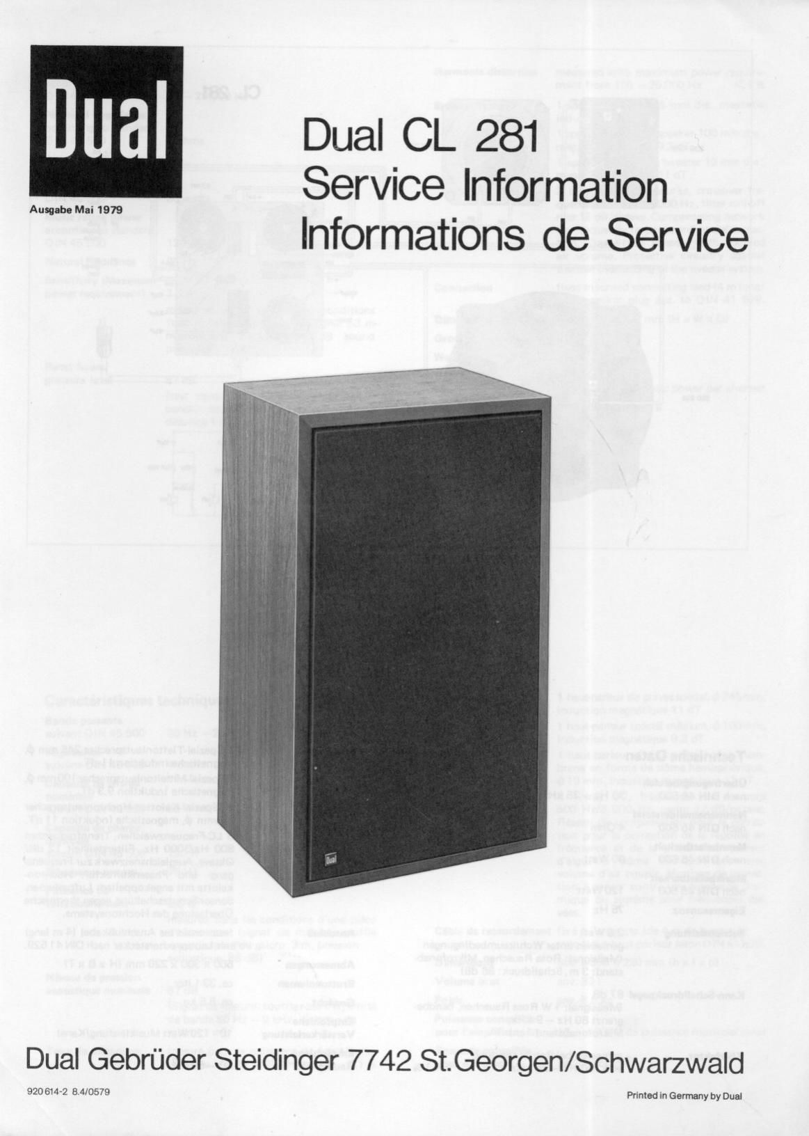 Dual CL 281 Service Manual