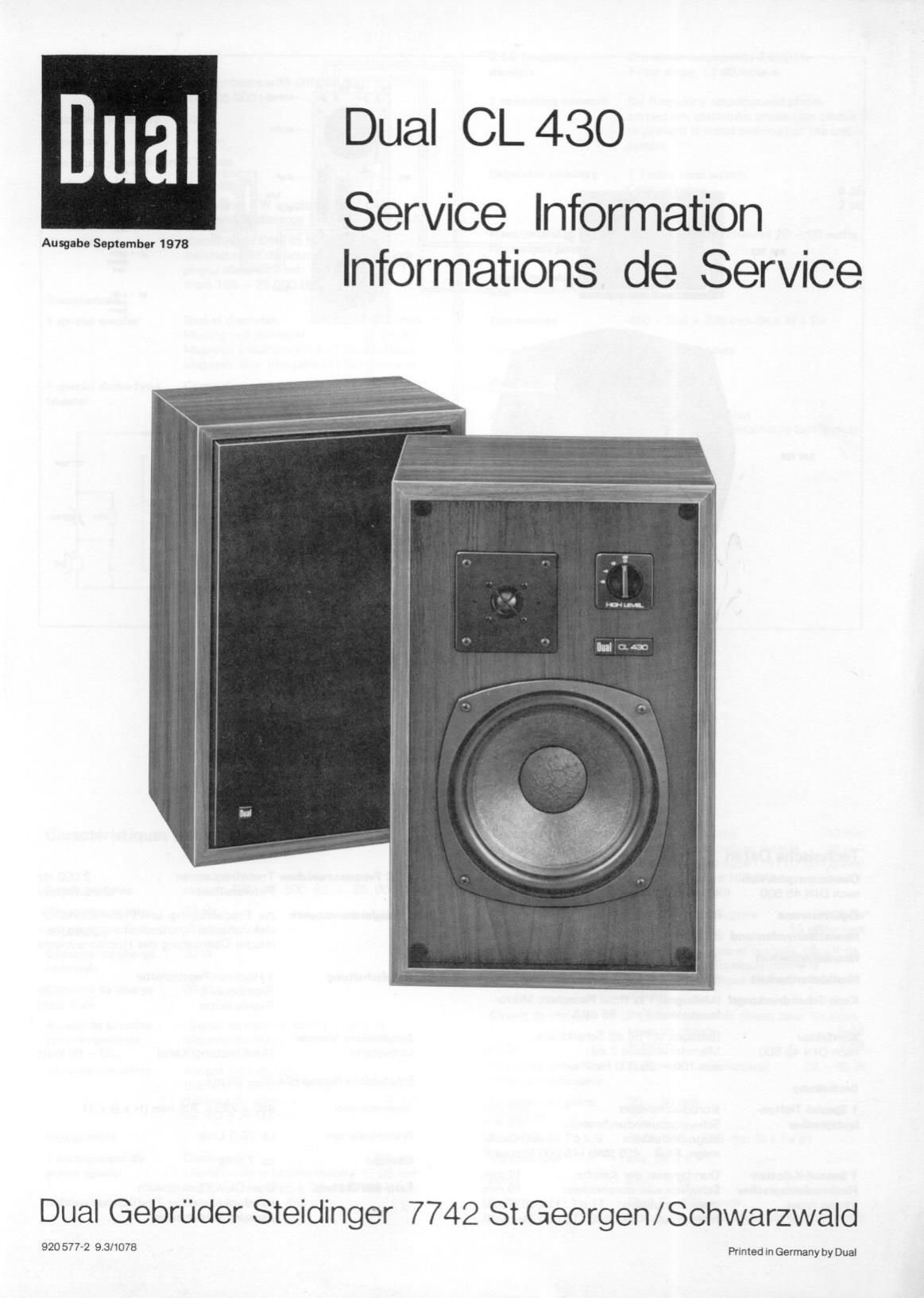 Dual CL 430 Service Manual