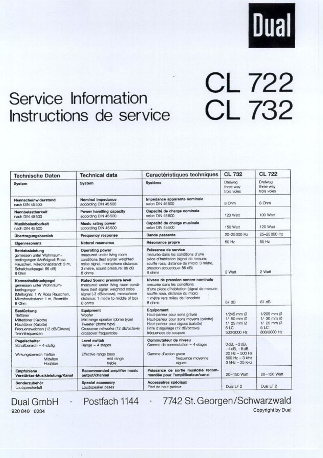 Dual CL 722 CL 732 Schematic