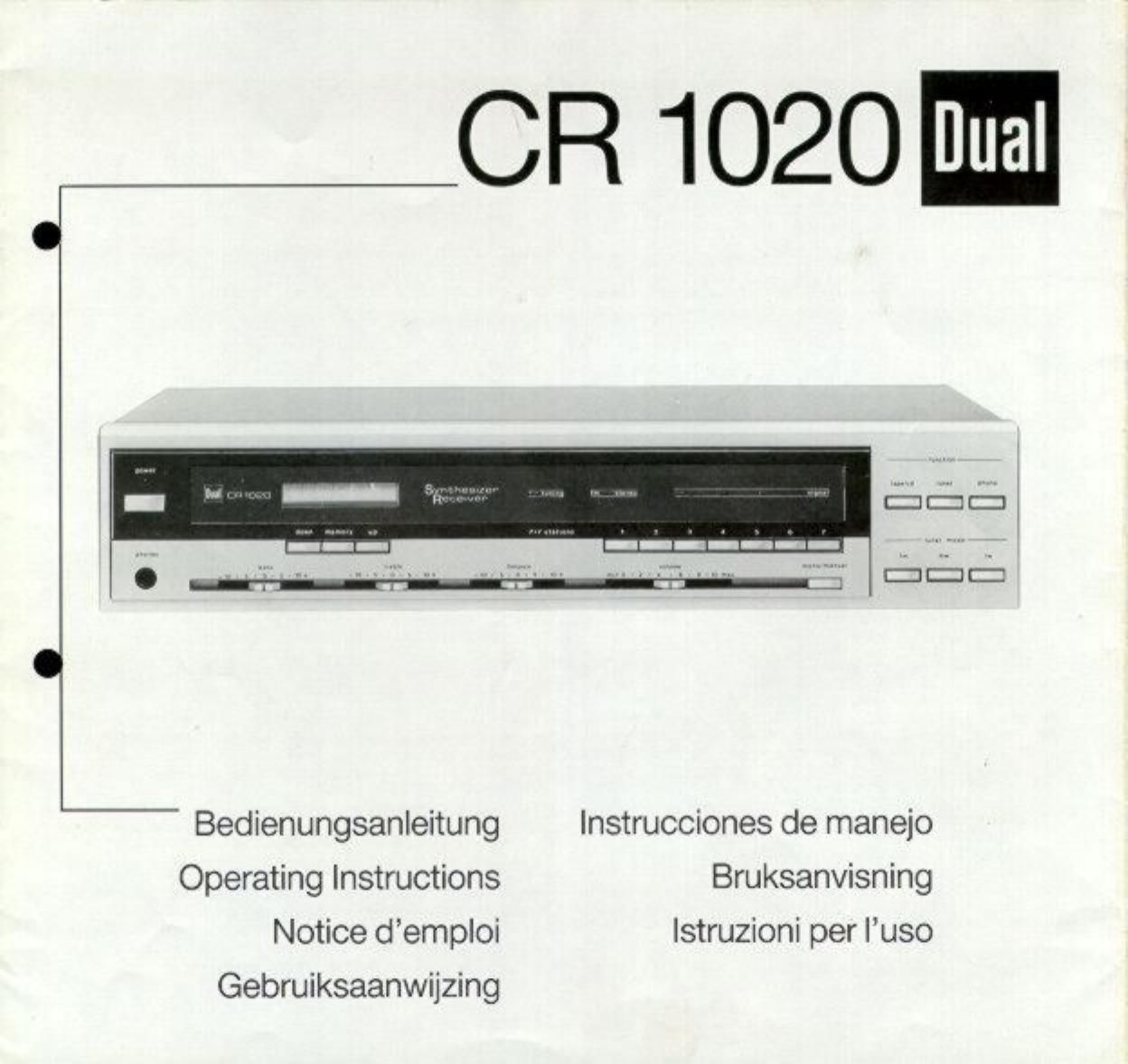 Dual CR 1020 Owners Manual