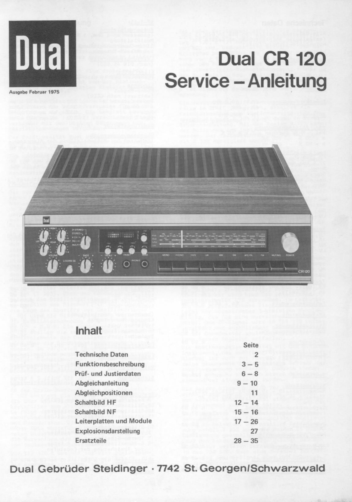 Dual CR 120 Service Manual