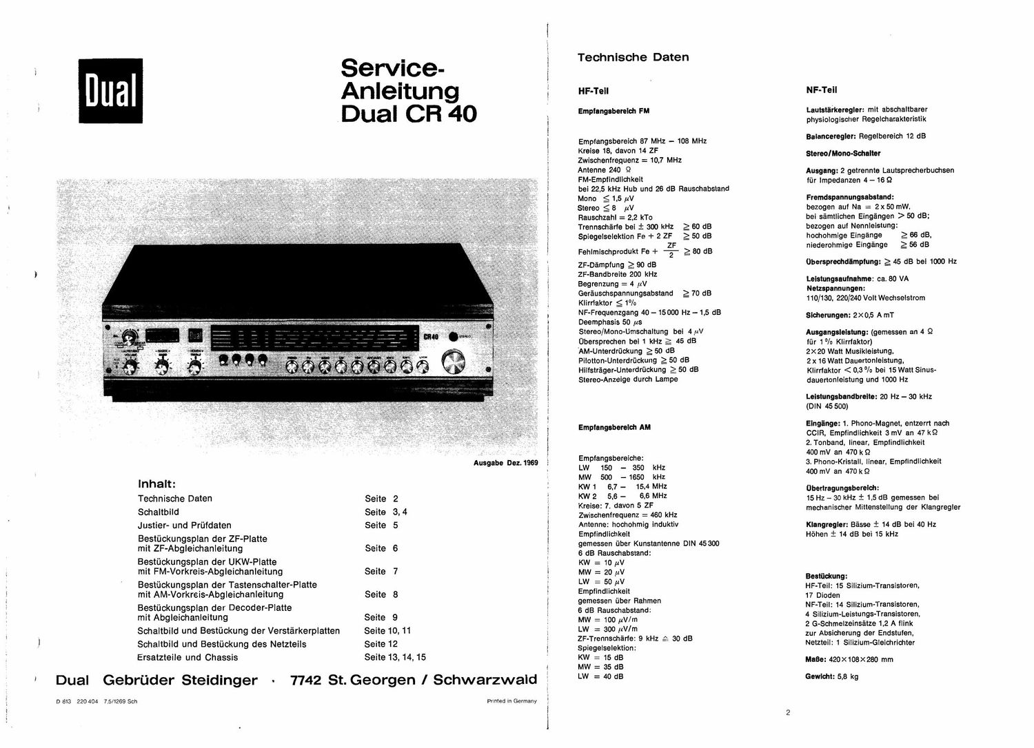 Dual CR 40 Service Manual