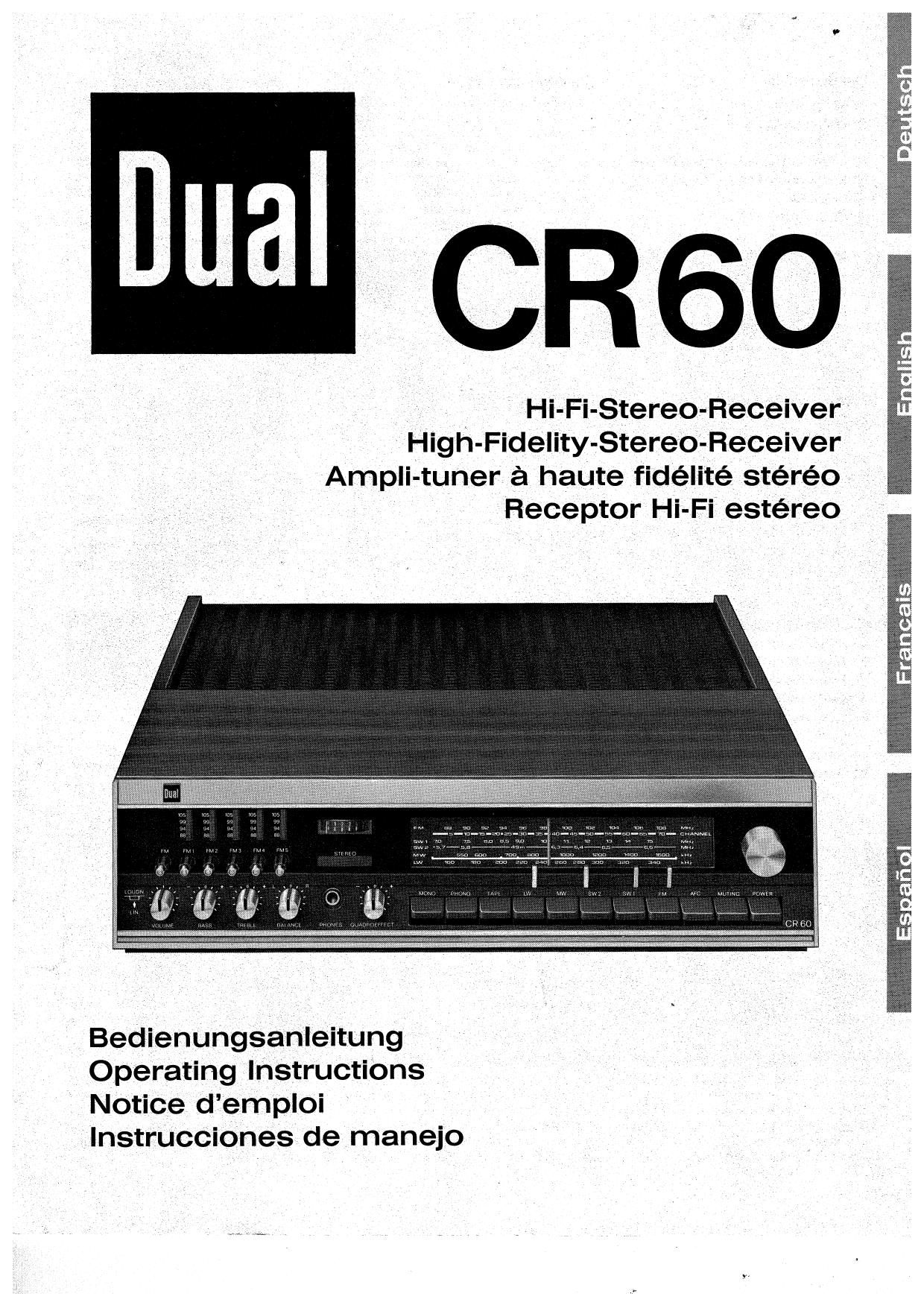 Dual CR 60 Owners Manual