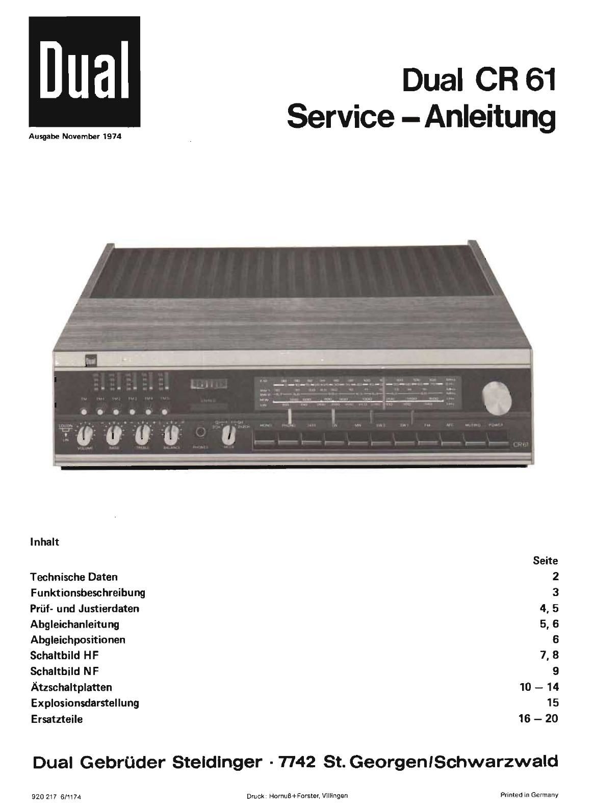 Dual CR 61 Service Manual