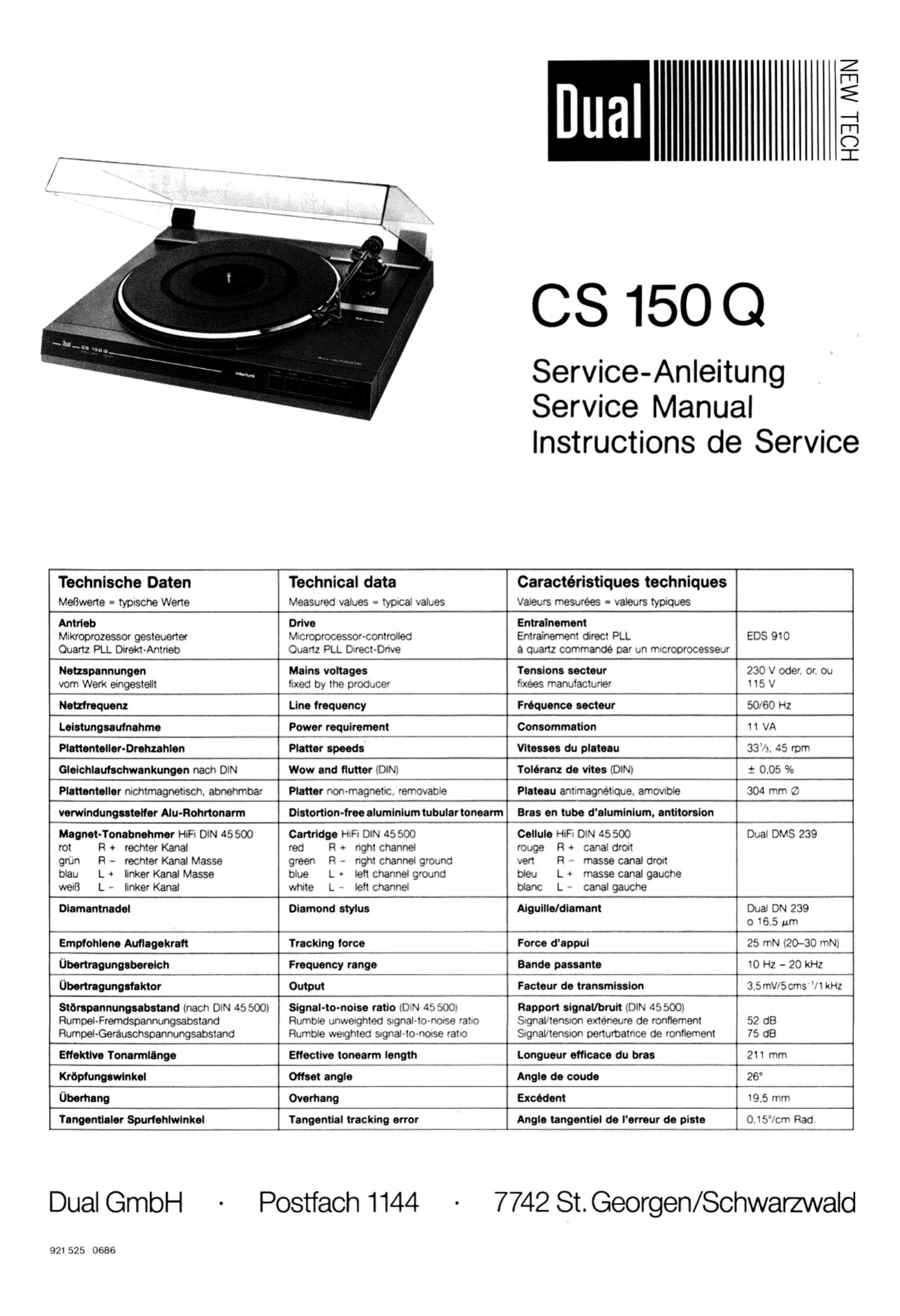 Dual CS 150 Q Service Manual