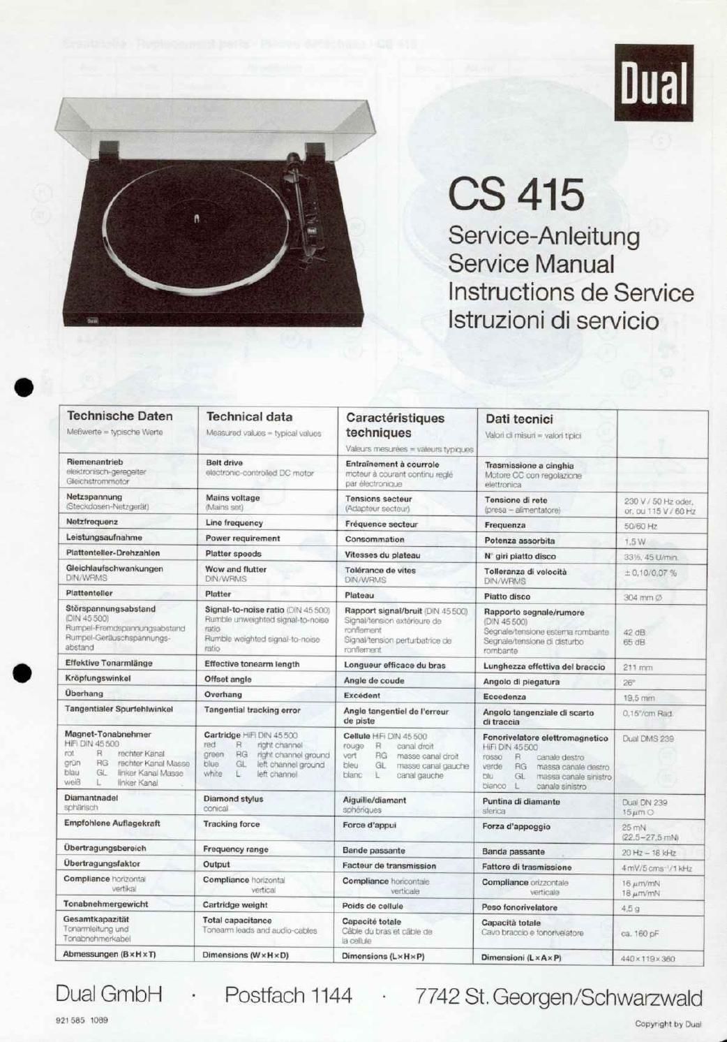 Dual CS 415 Service Manual 2