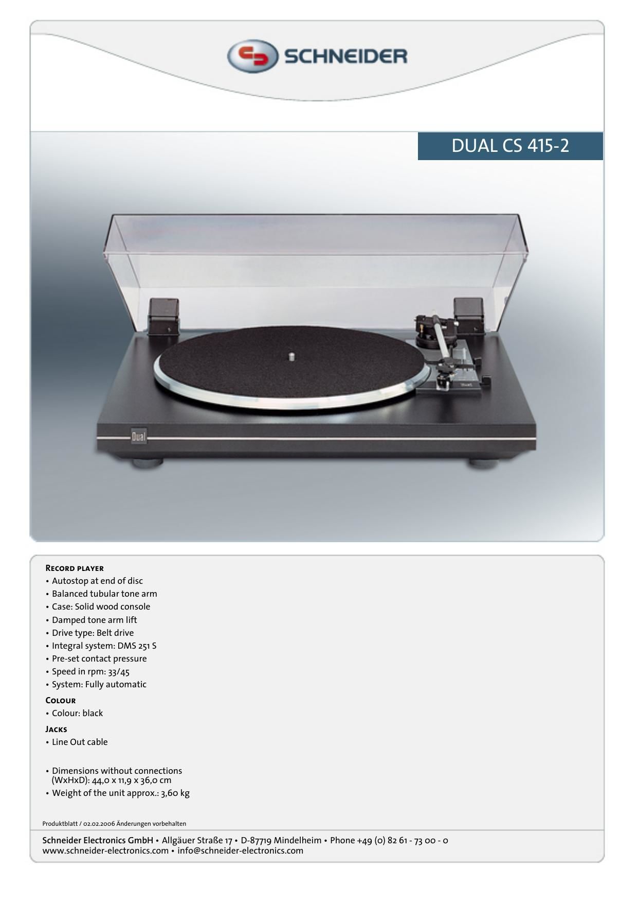 Dual CS 4152 Brochure