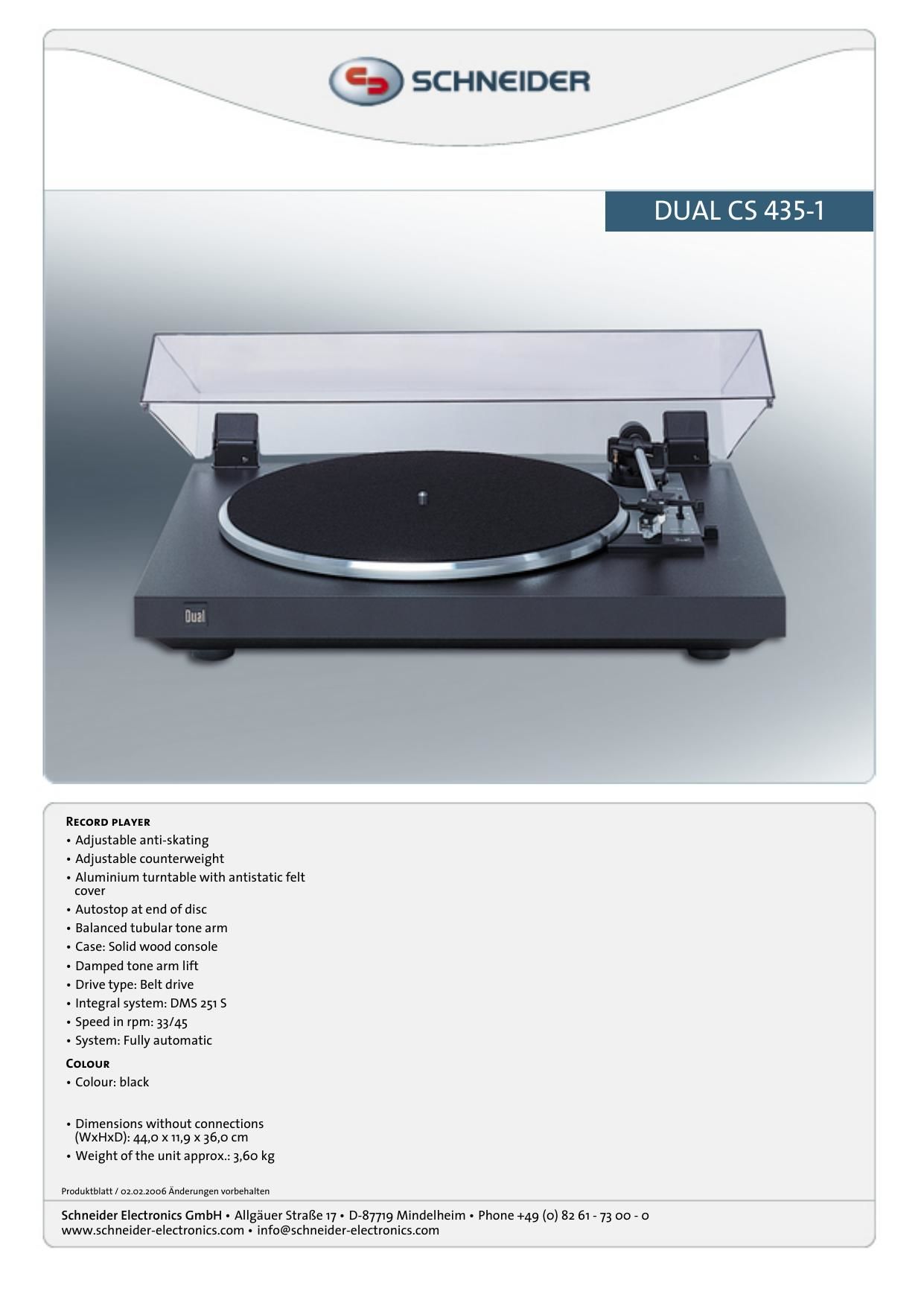 Dual CS 4351 Brochure