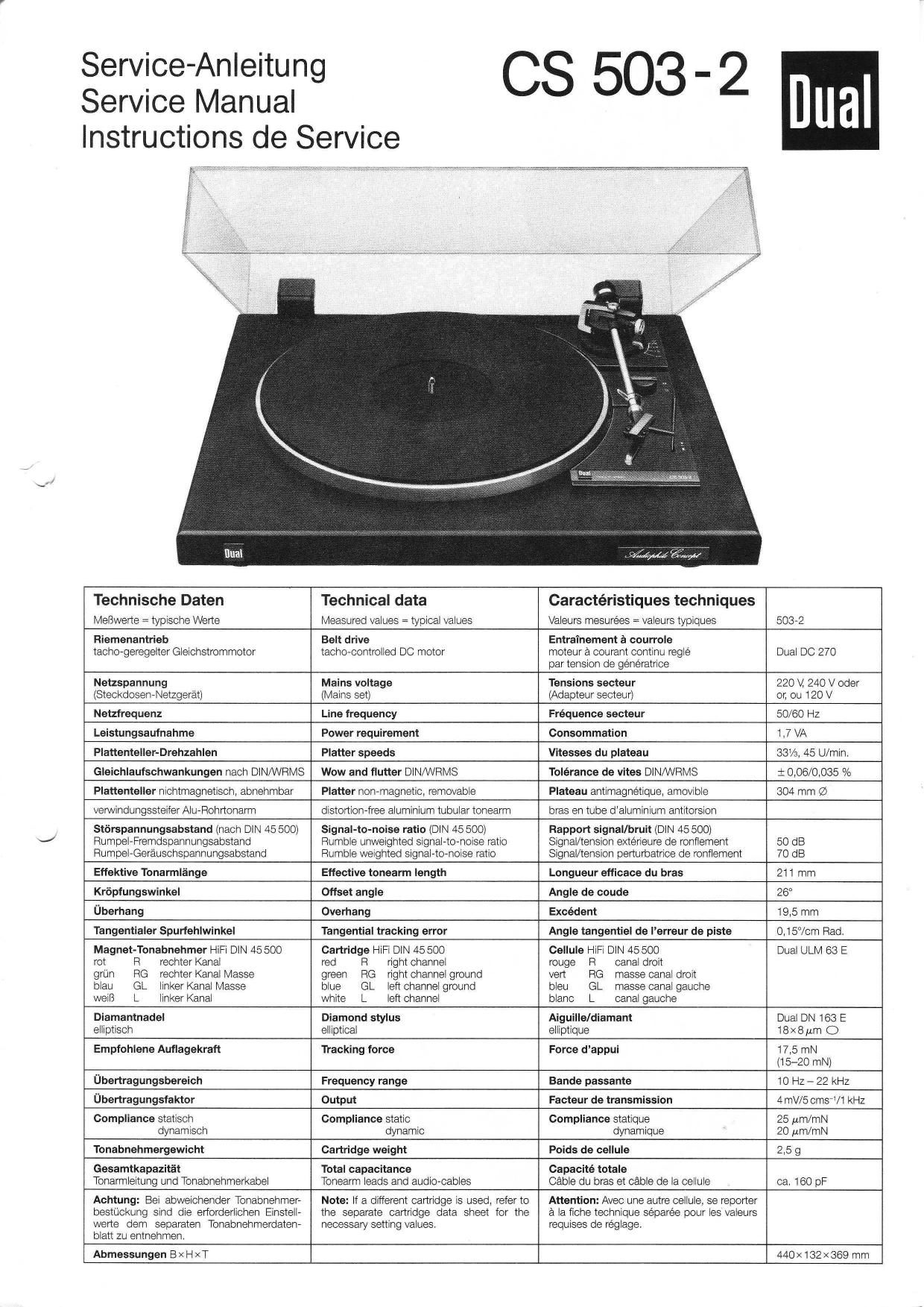 Dual CS 503 2 Service Manual