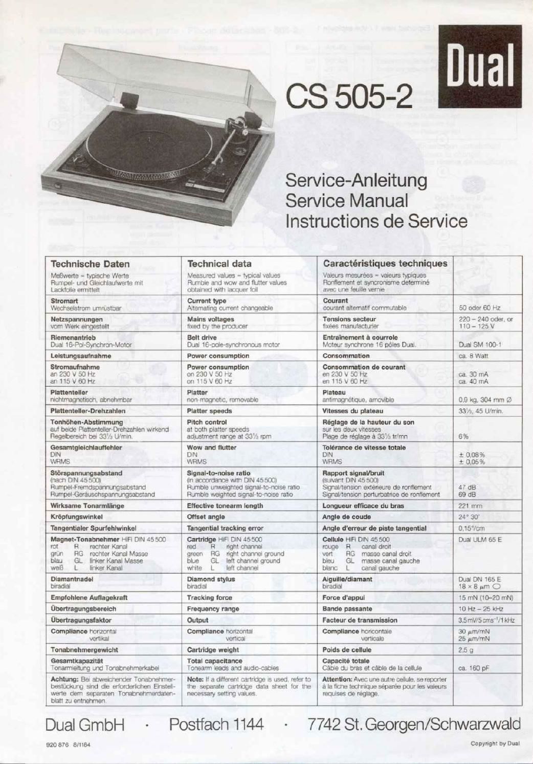 Dual CS 505 2 Service Manual
