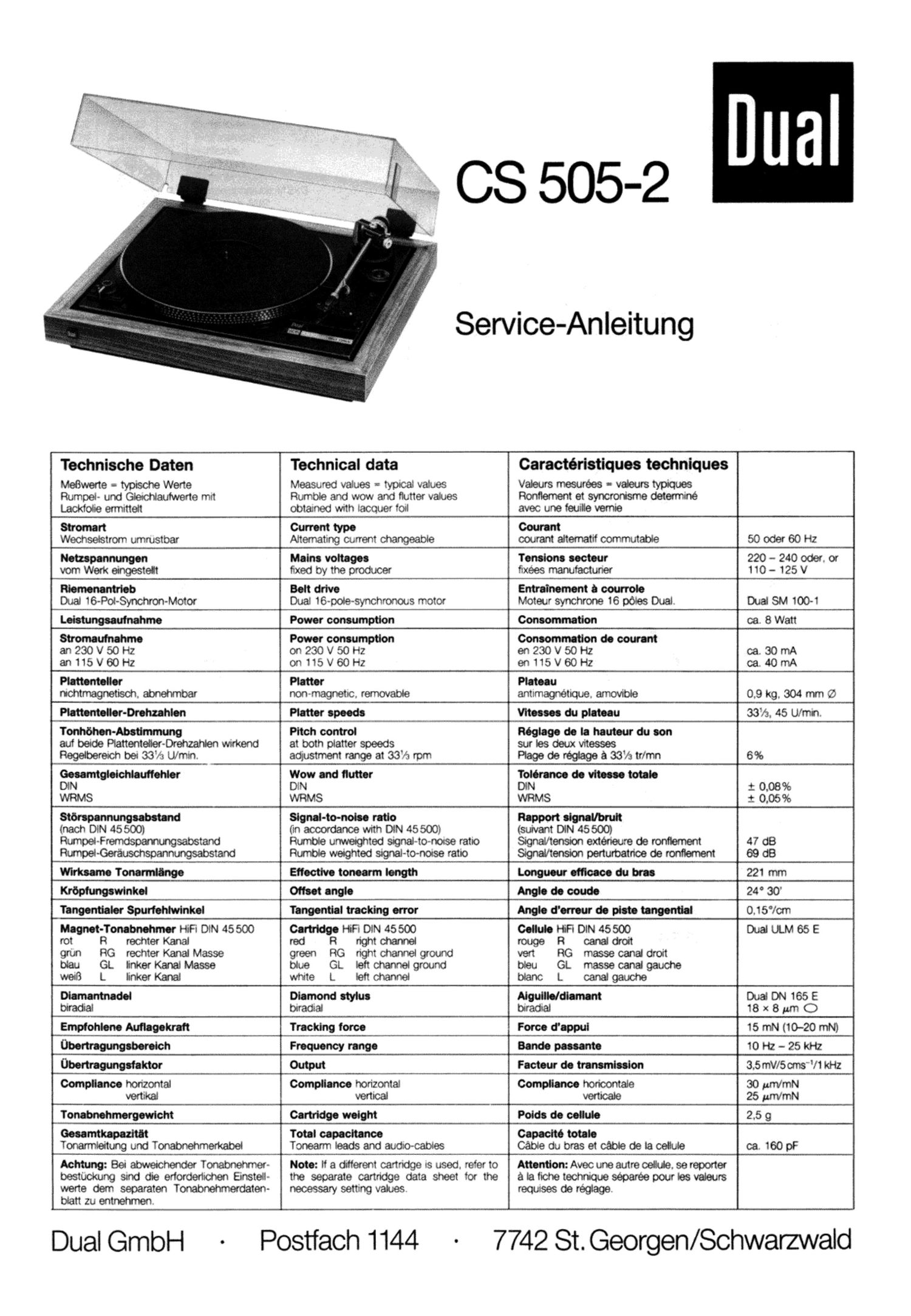 Dual CS 5052 Service Manual