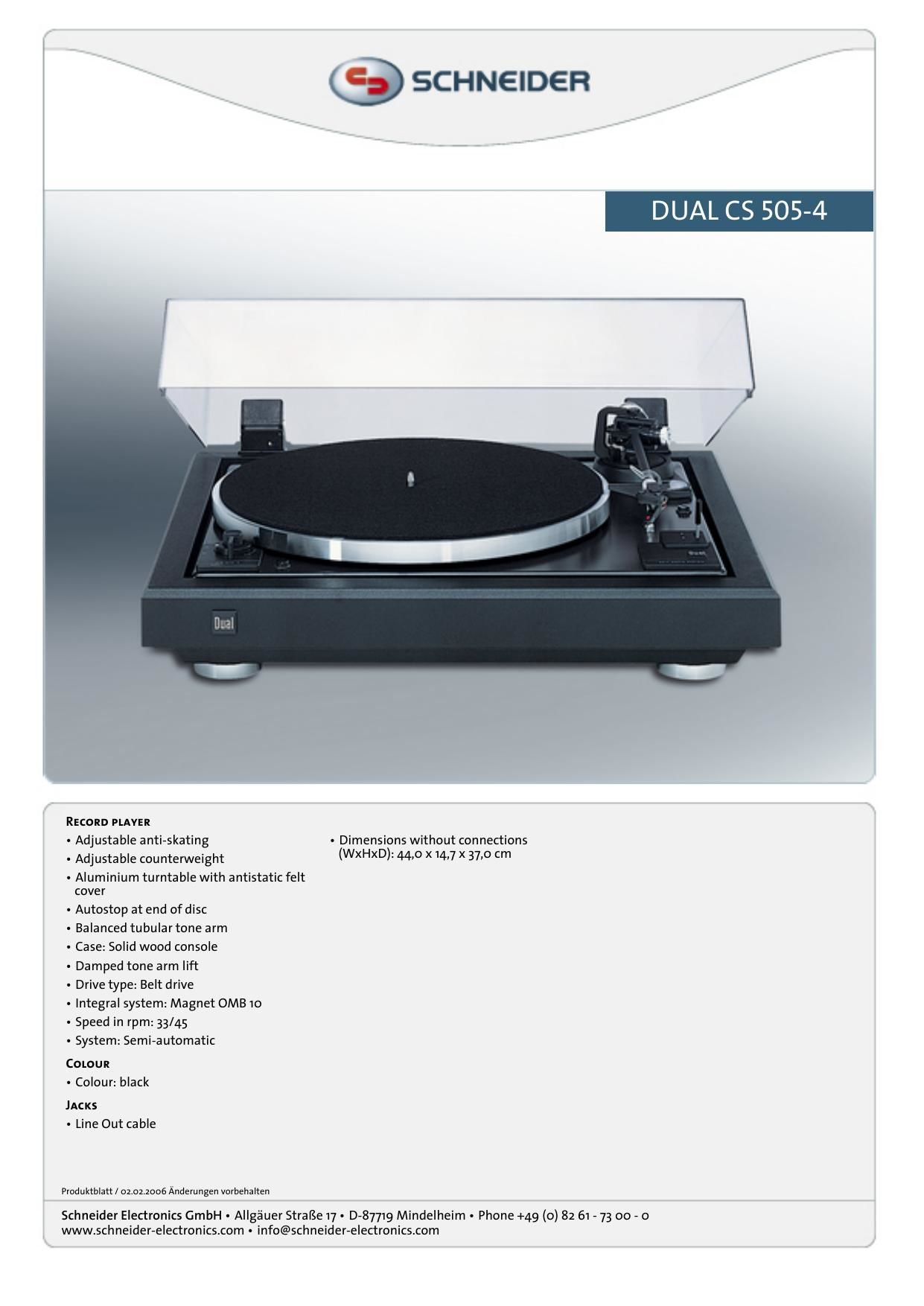 Dual CS 5054 Brochure