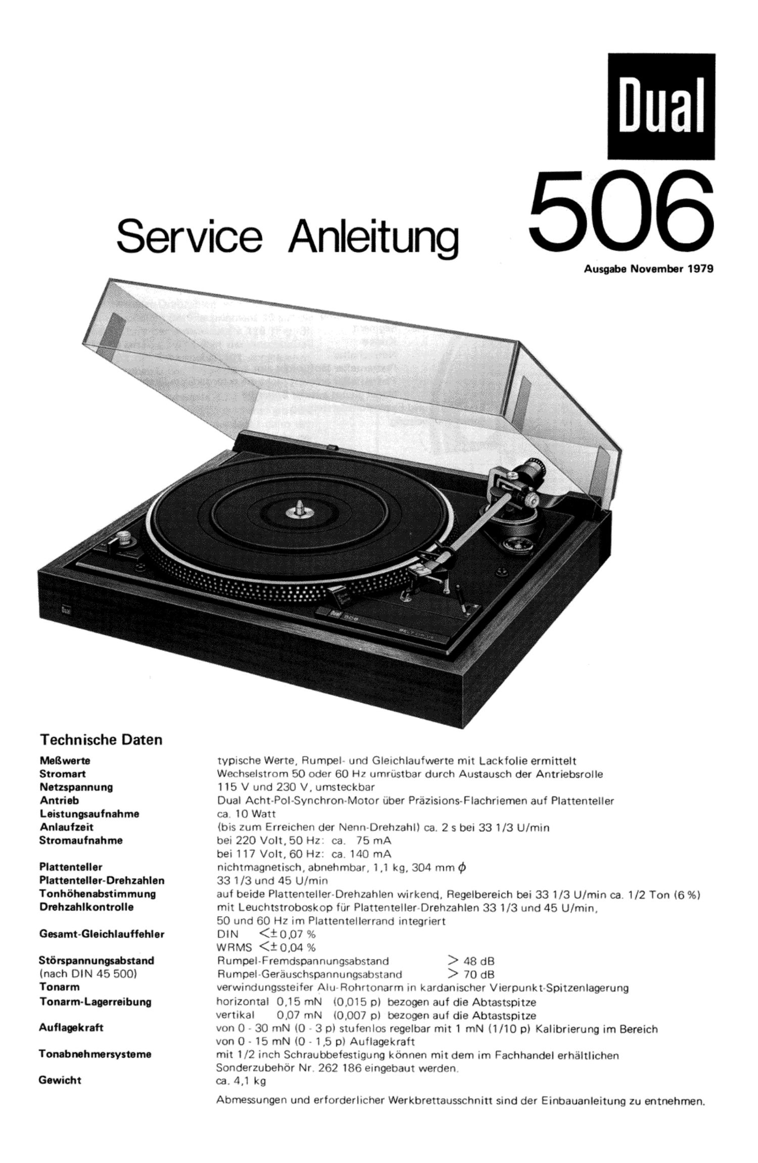Dual CS 506 Service Manual