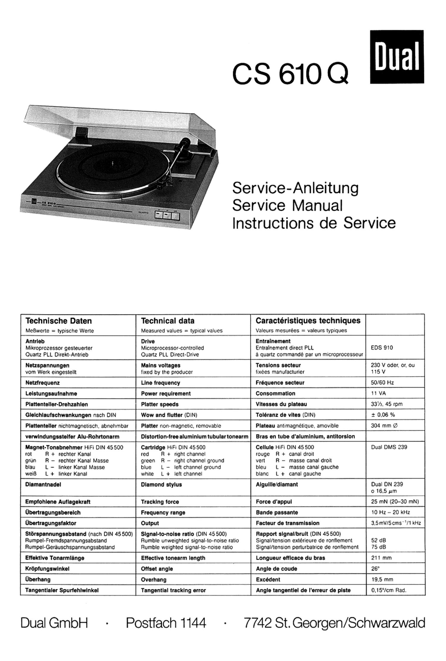 Dual CS 610 Q Service Manual