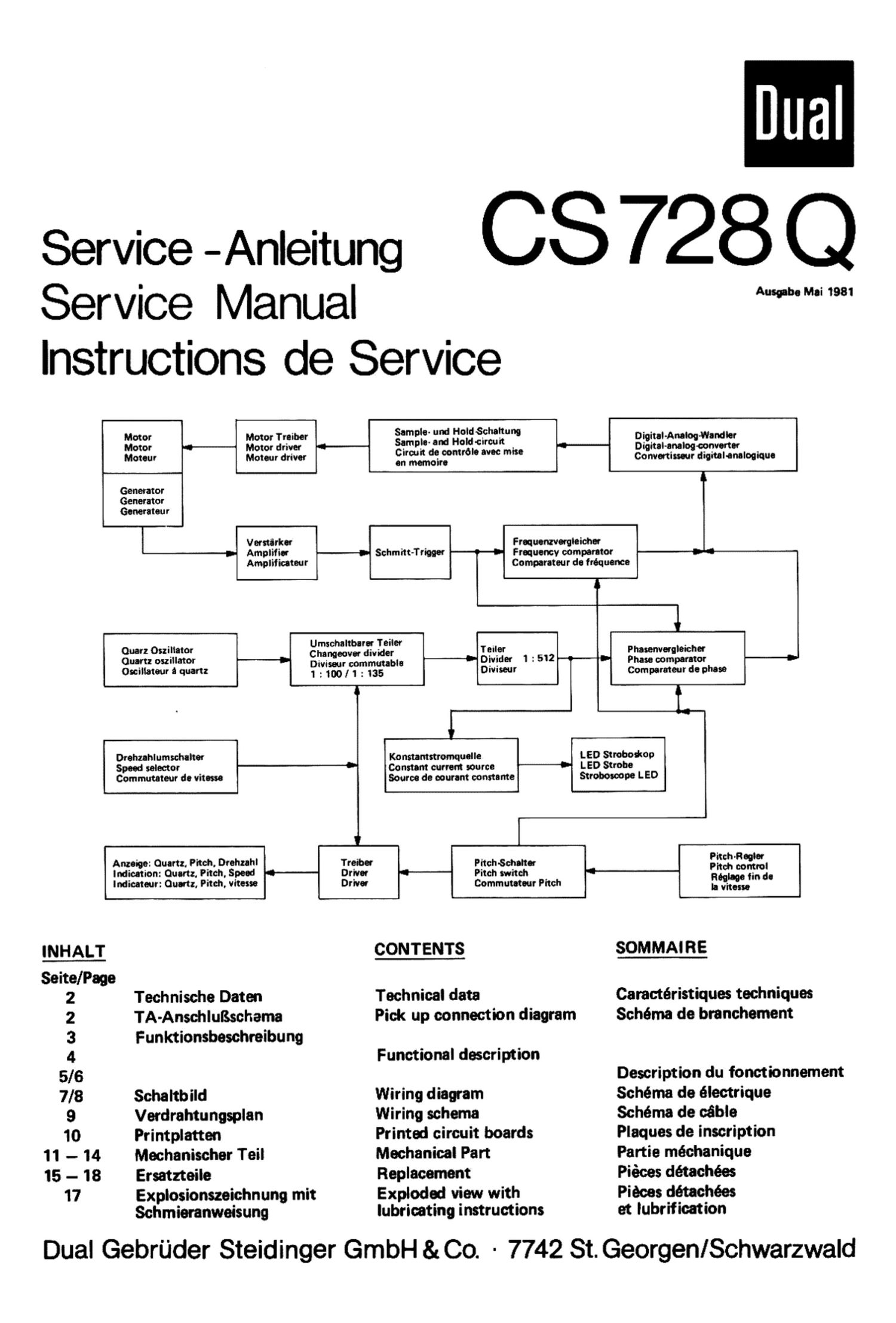 Dual CS 728 Q Service Manual