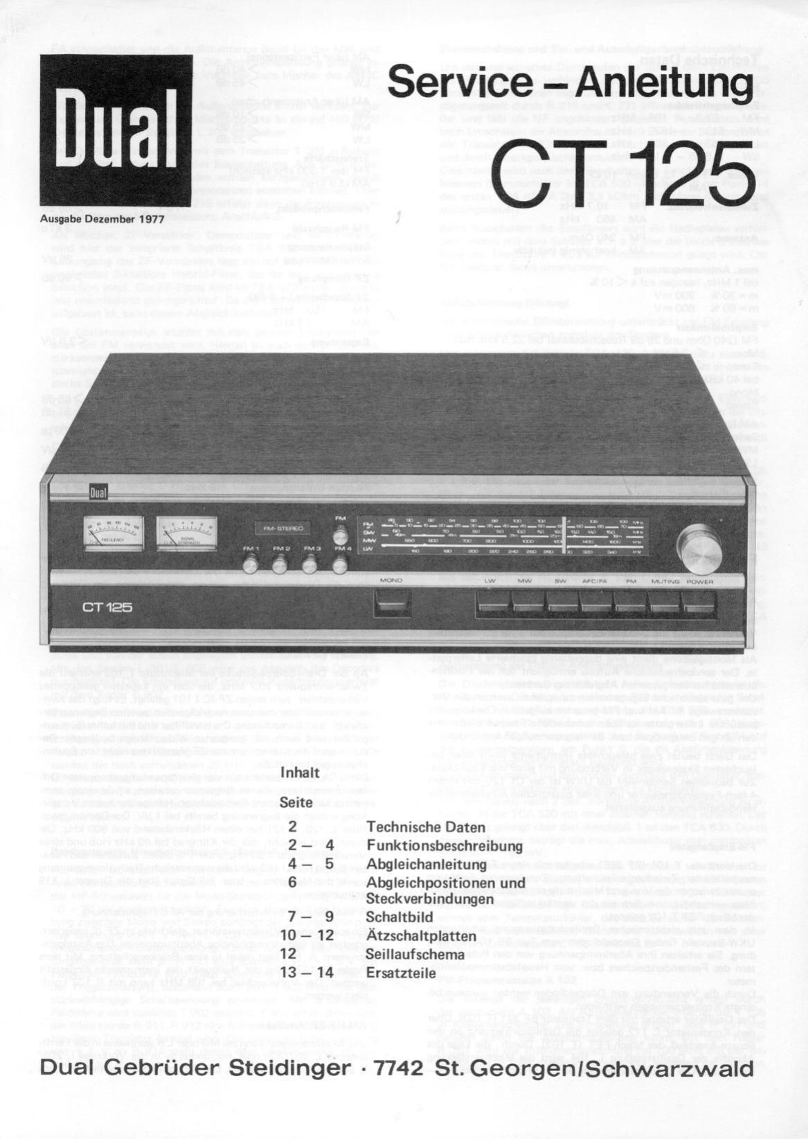 Dual CT 125 Service Manual