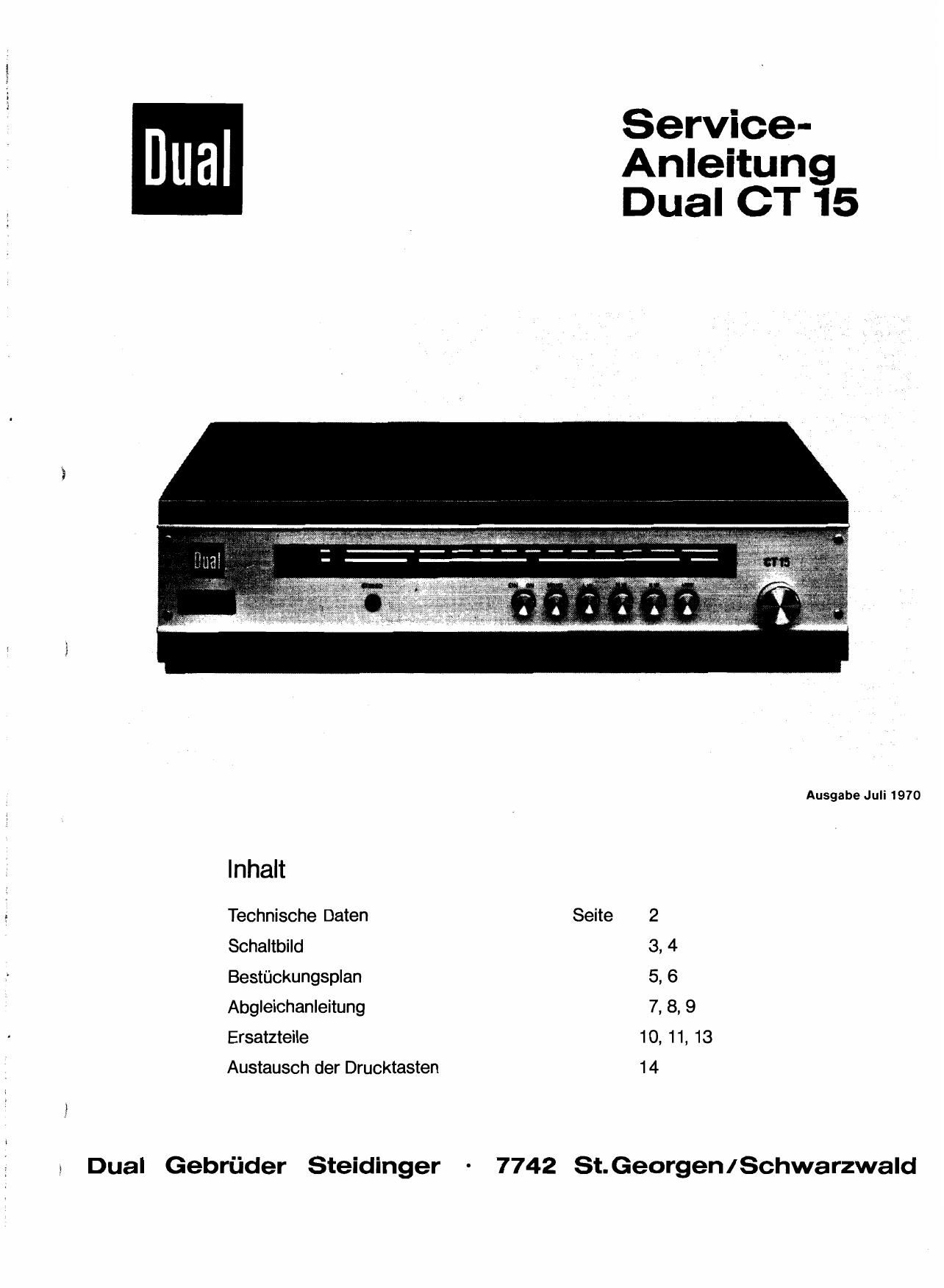 Dual CT 15 Service Manual