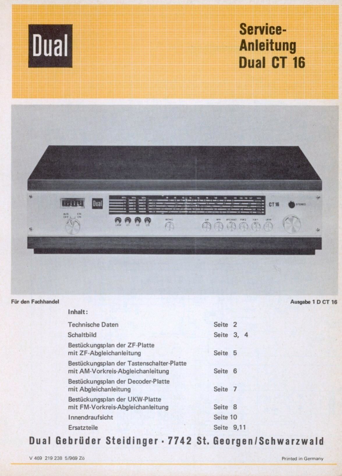 Dual CT 16 Service Manual