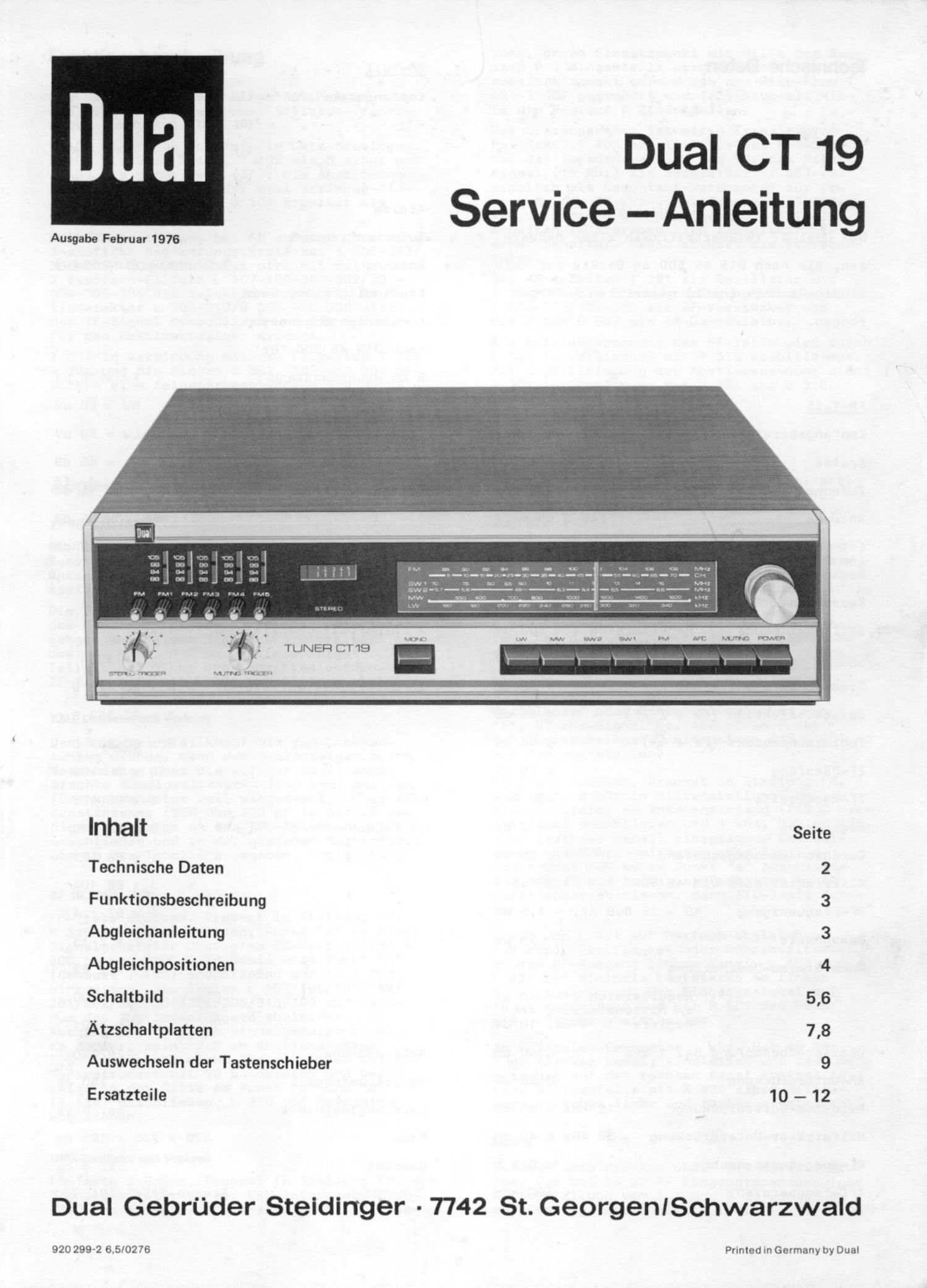 Dual CT 19 Service Manual