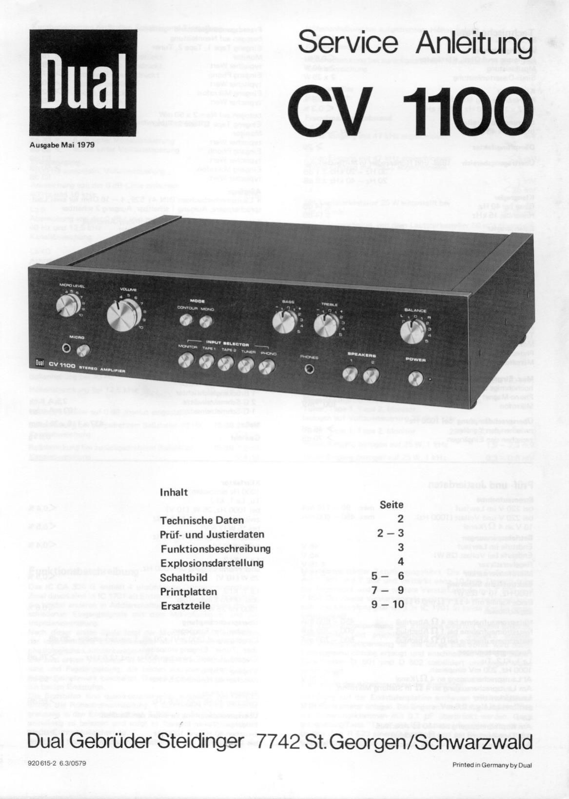 Dual CV 1100 Service Manual