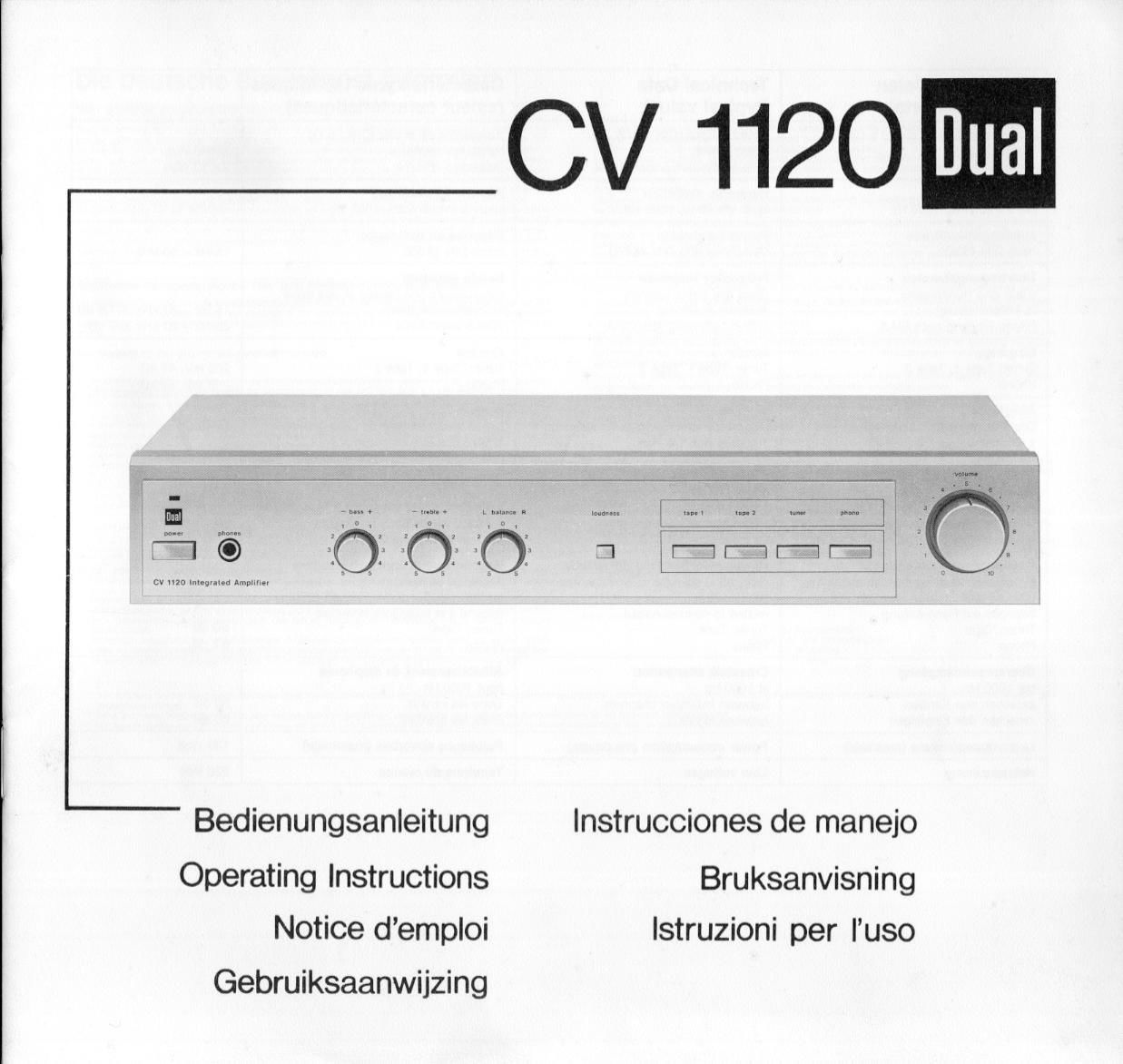 Dual CV 1120 Owners Manual