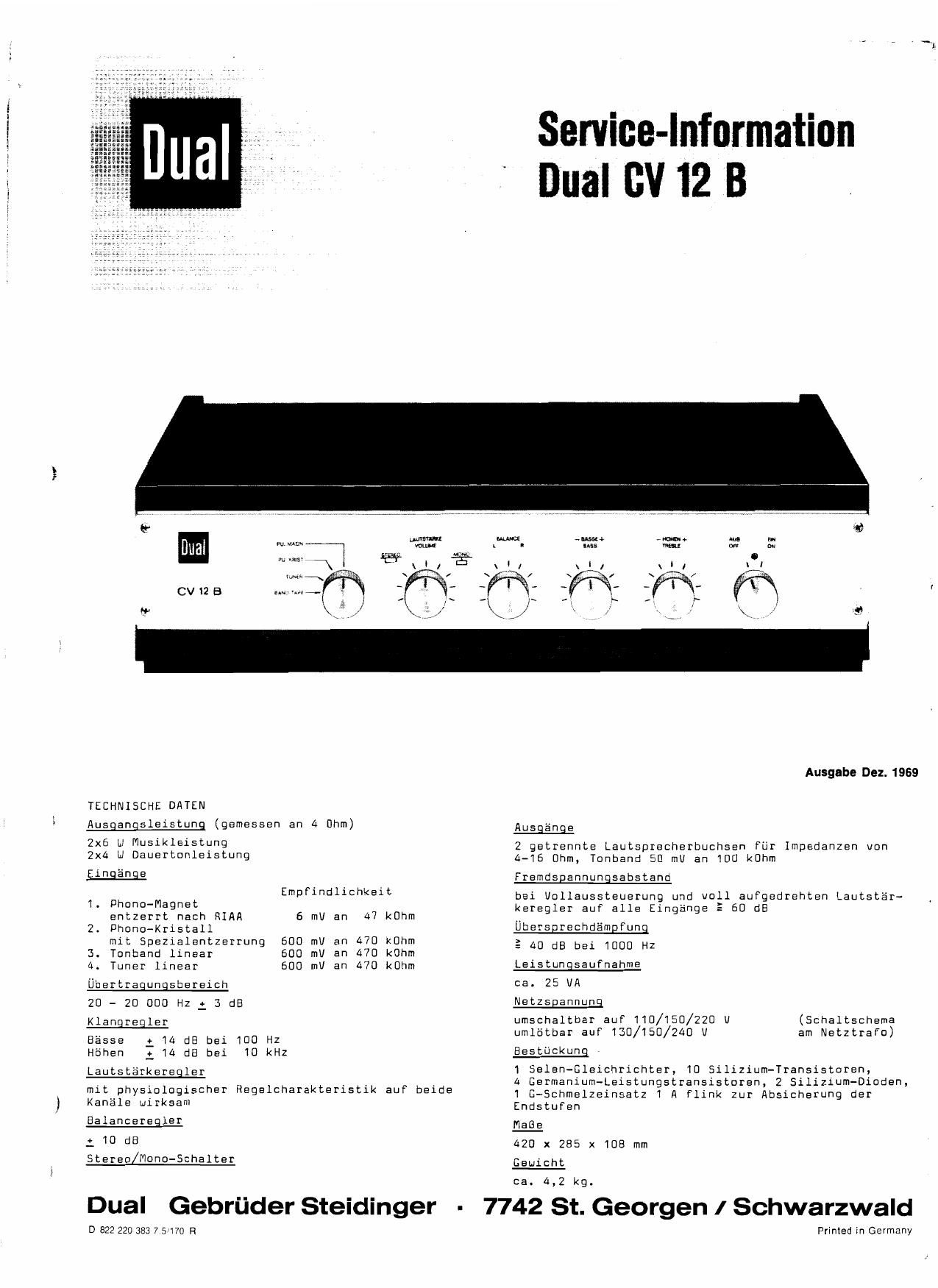 Dual CV 12 B Brochure